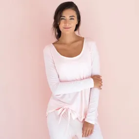 FACEPLANT BAMBOO LONG SLEEVE PAJAMA SHIRT in PINK Stretch Weave Construction SubtleTexture