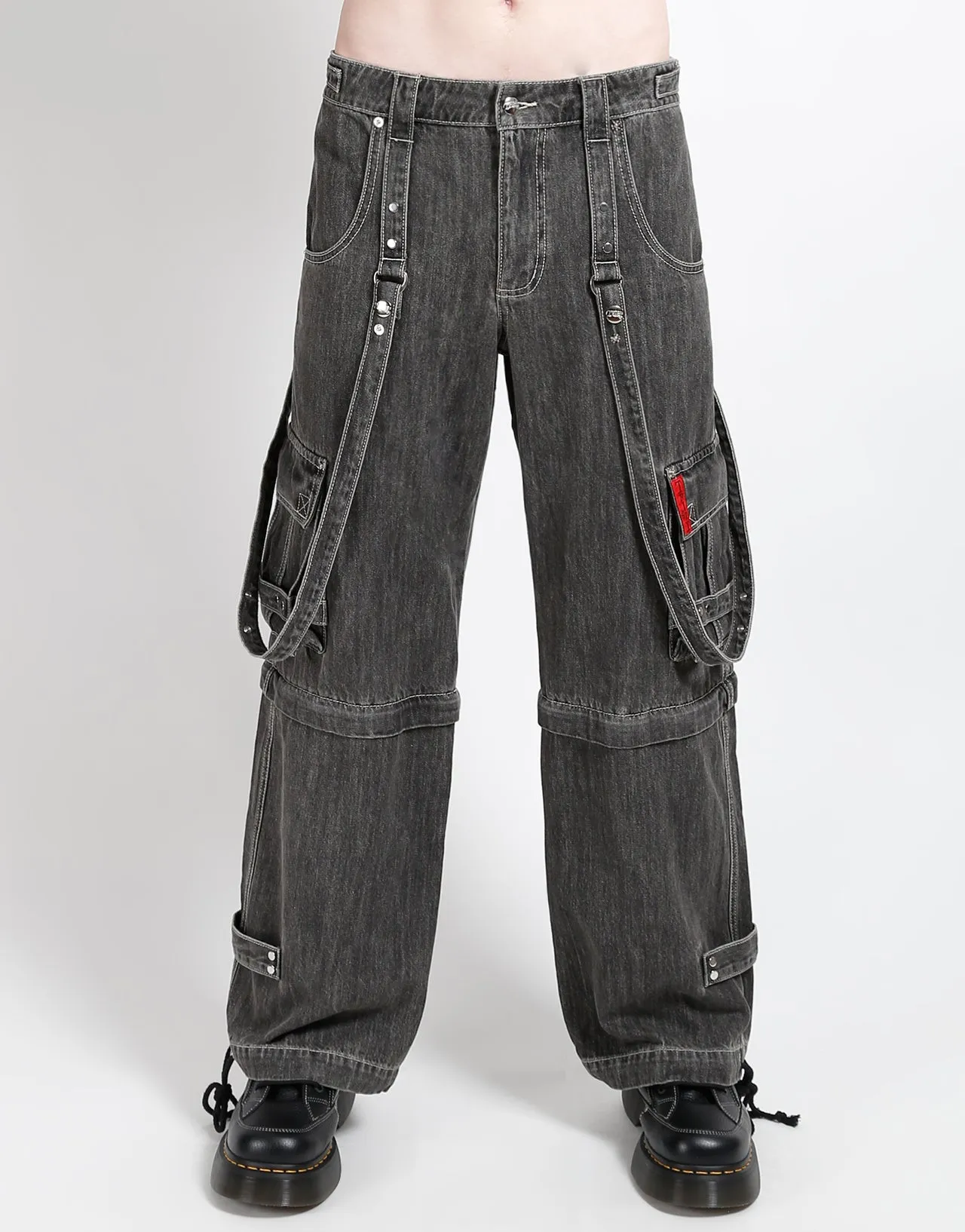 Durable Twill Versatile Comfort Wear ZIP OFF CRUSH CARGO PANT BLACK DENIM