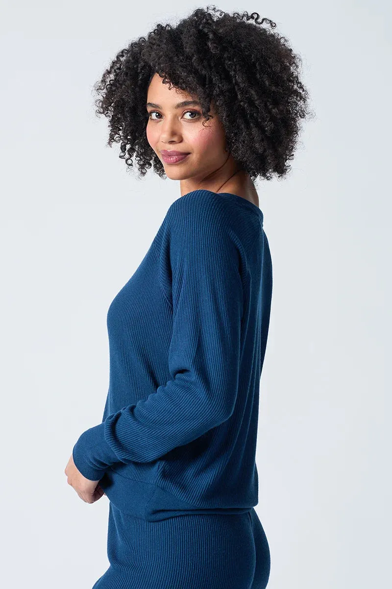 Wrinkle Free Weave Textured Essentials Long Sleeve Top