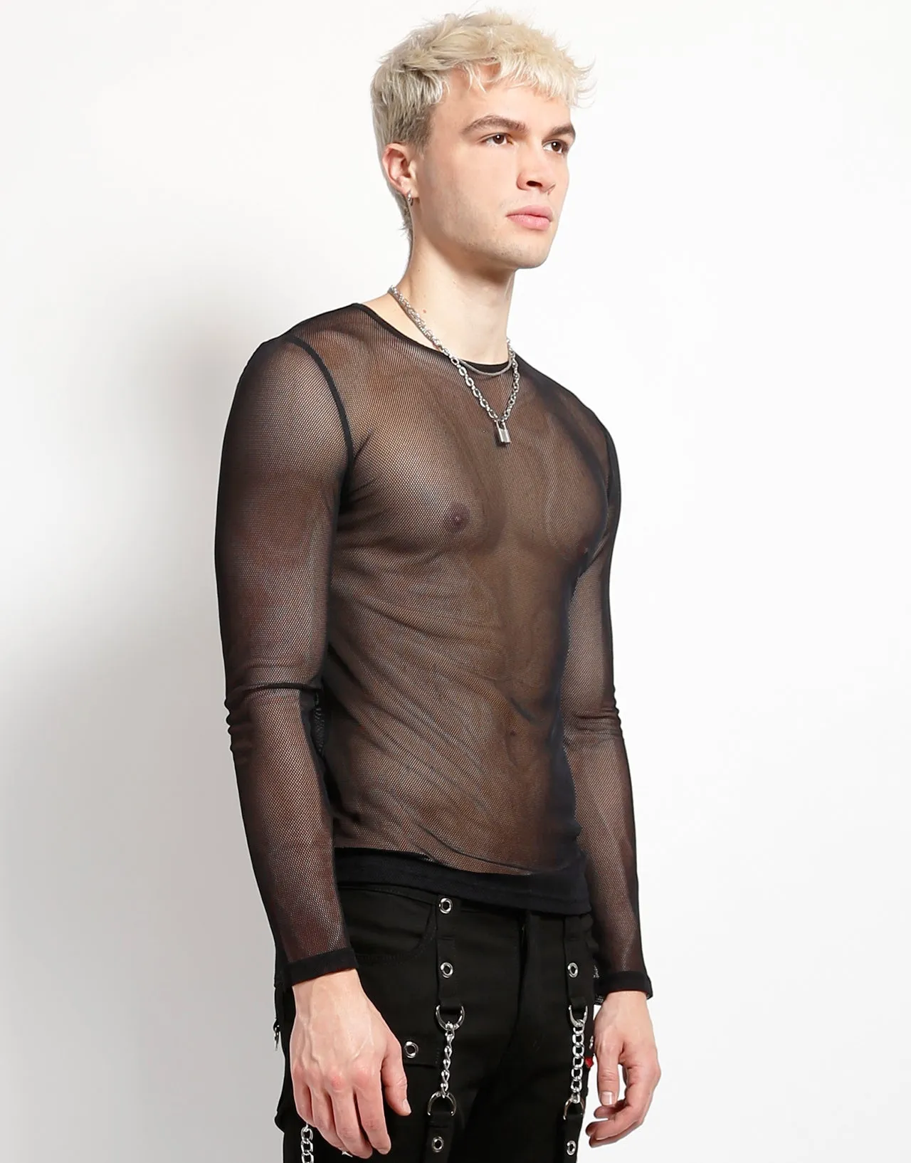 MENS LONG SLEEVE FISHNET BLACK HypoallergenicConstruction UV Protective Coating