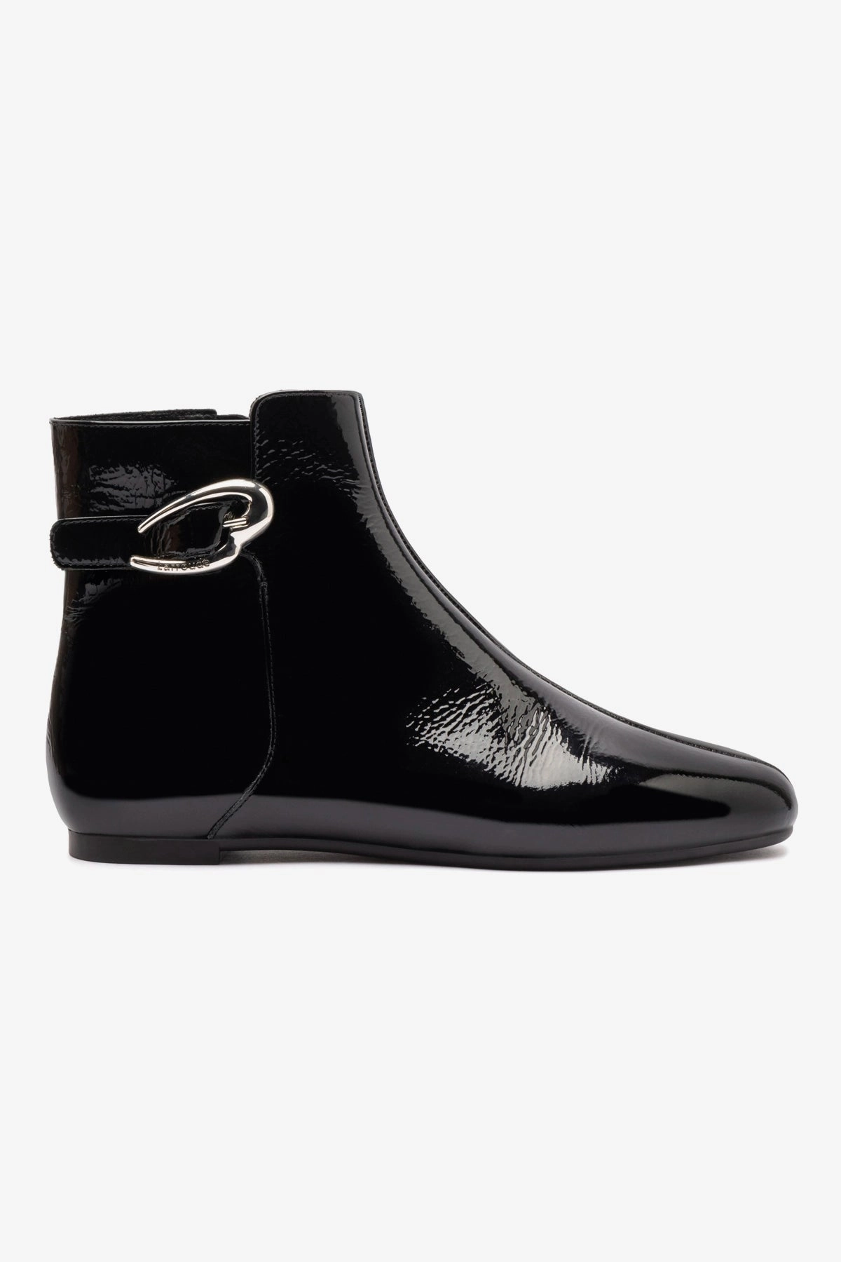 Grace Walk Slip On Style Mini Verona Boot In Black Patent Leather
