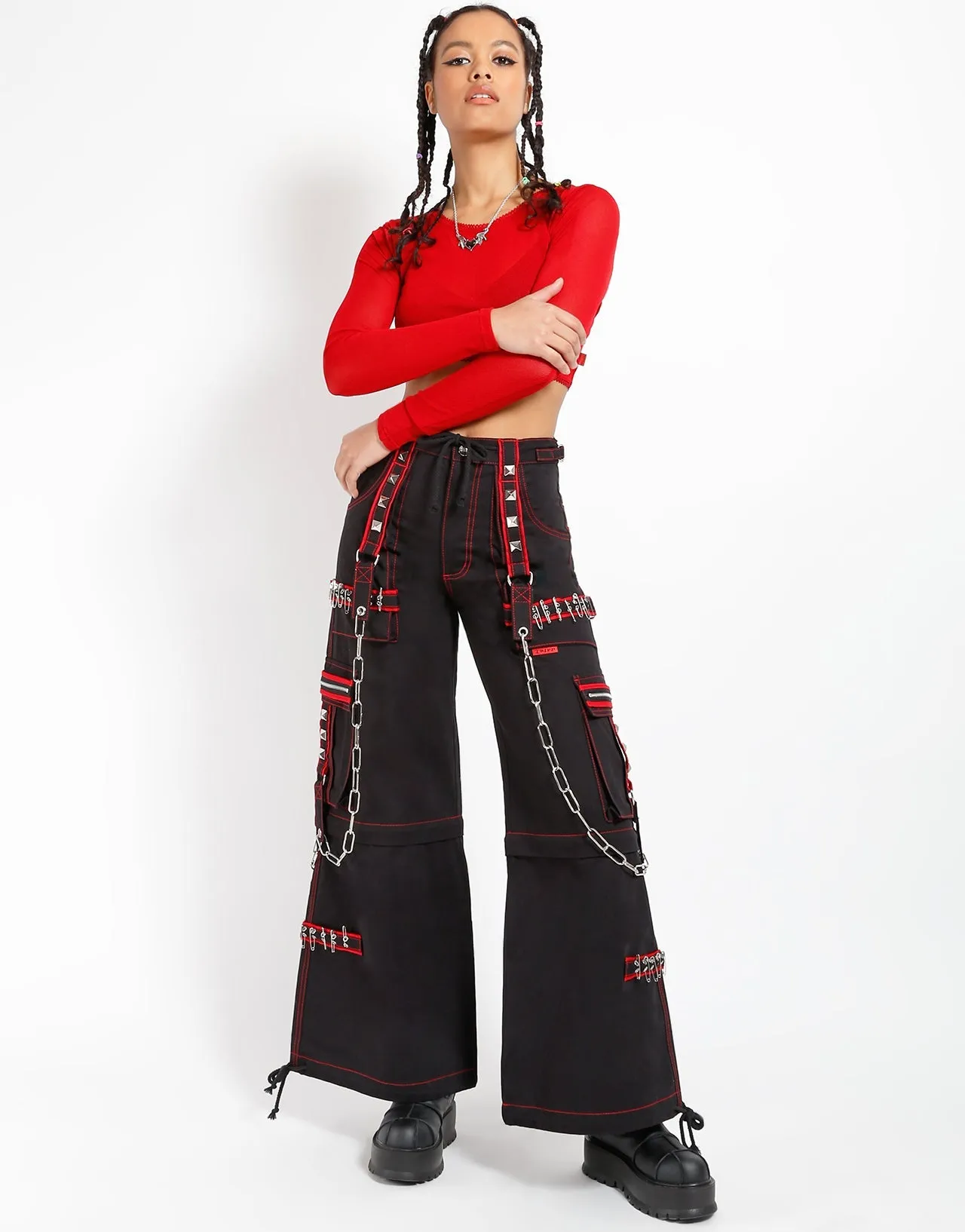 LONG SLEEVE CROP FISHNET RED FadeResistantTechnology