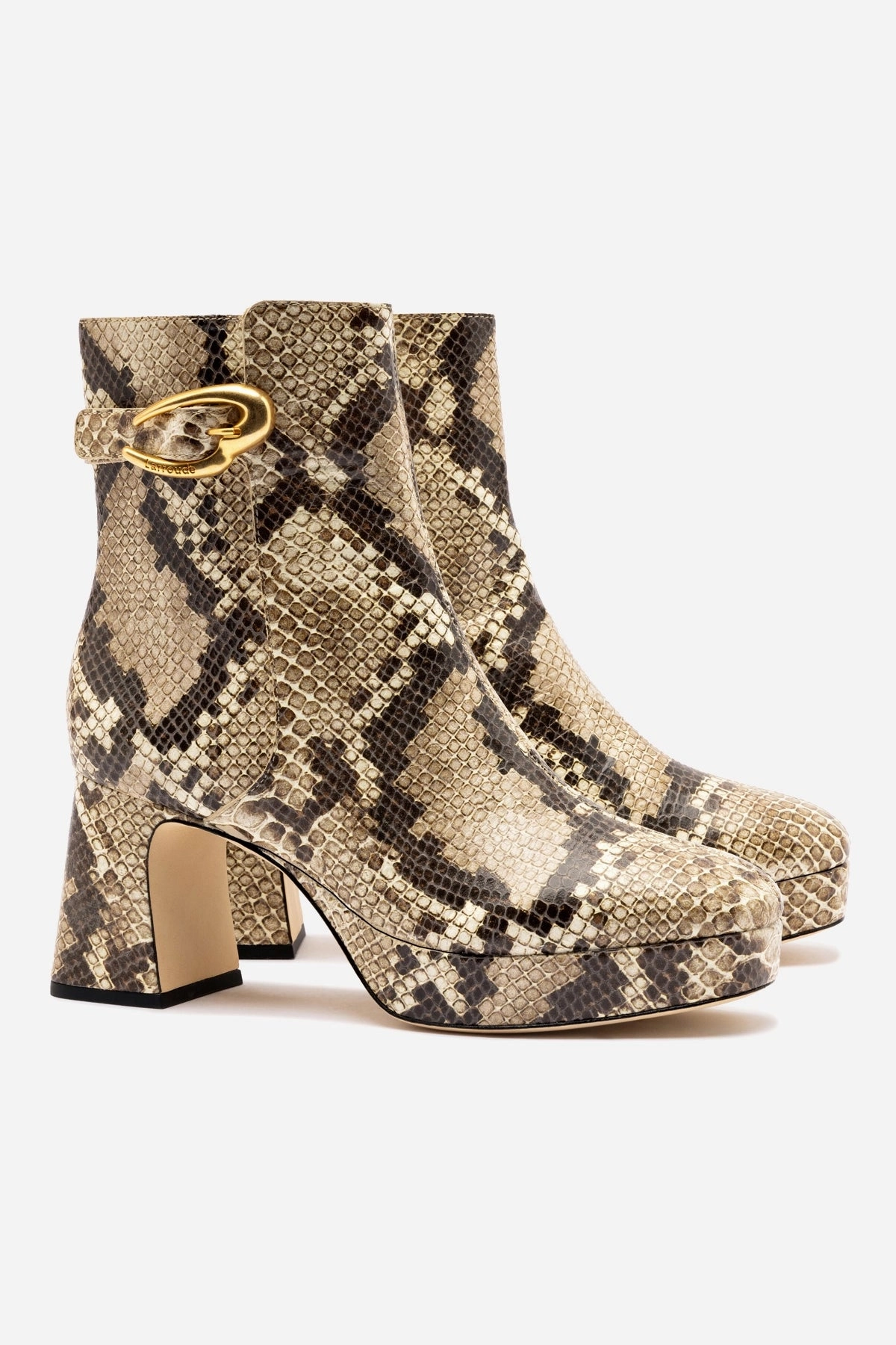 Dolly Verona Low Boot In Neutral Snake Leather Impact Resistance