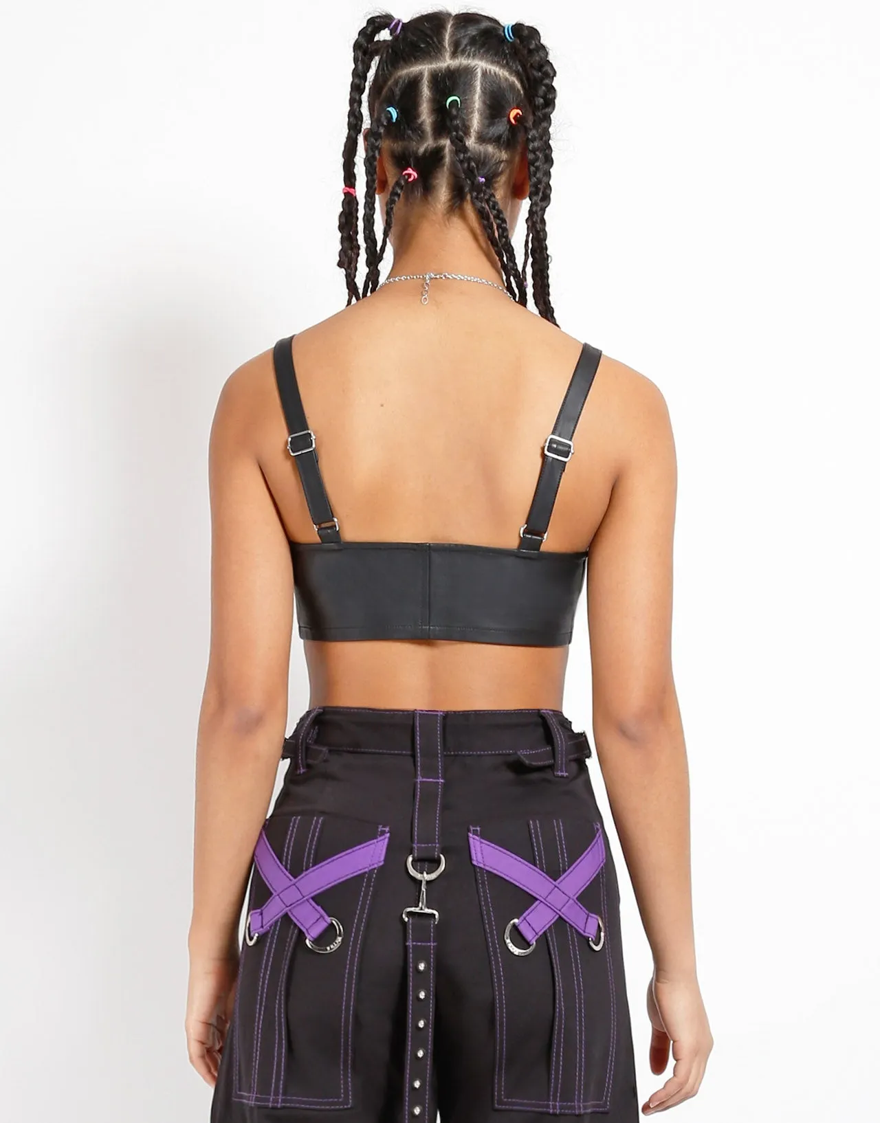 FAUX LEATHER BUCKLE CROP HALTER Water resistant coating DoubleStitching