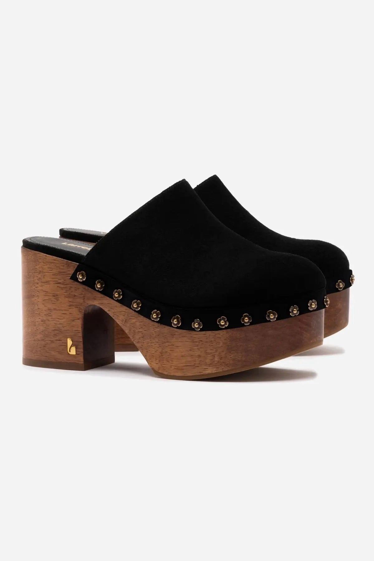 Training Mode Miso Wooden Platform Clog In Black Suede