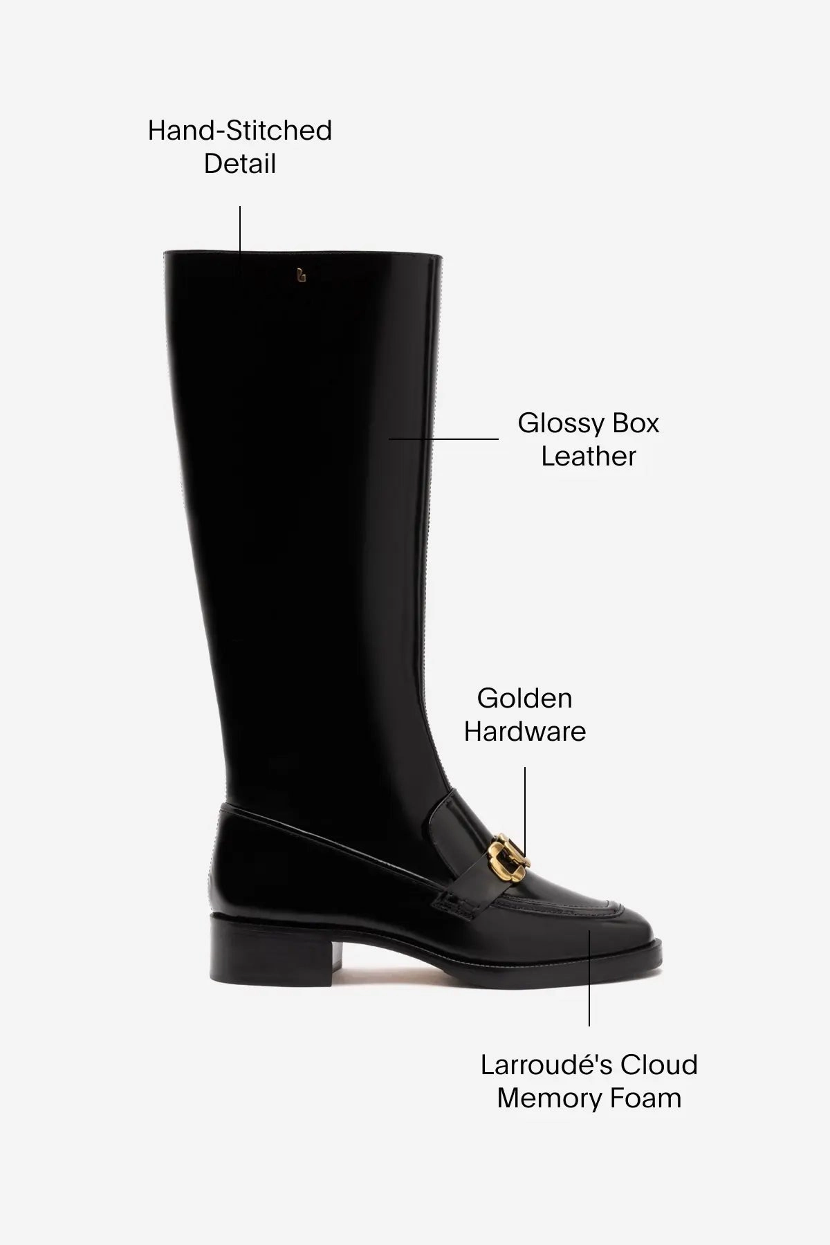 Harrington Boot In Black Box Leather Rock Guard Elastic