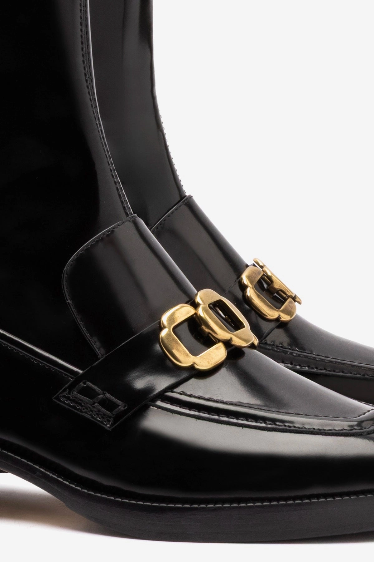 Harrington Boot In Black Box Leather Cushioned Base Health Focused Supportive Core Office Workers