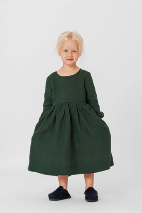 Timeless fitted silhouette Mini Me Smock Dress, Long Sleeve