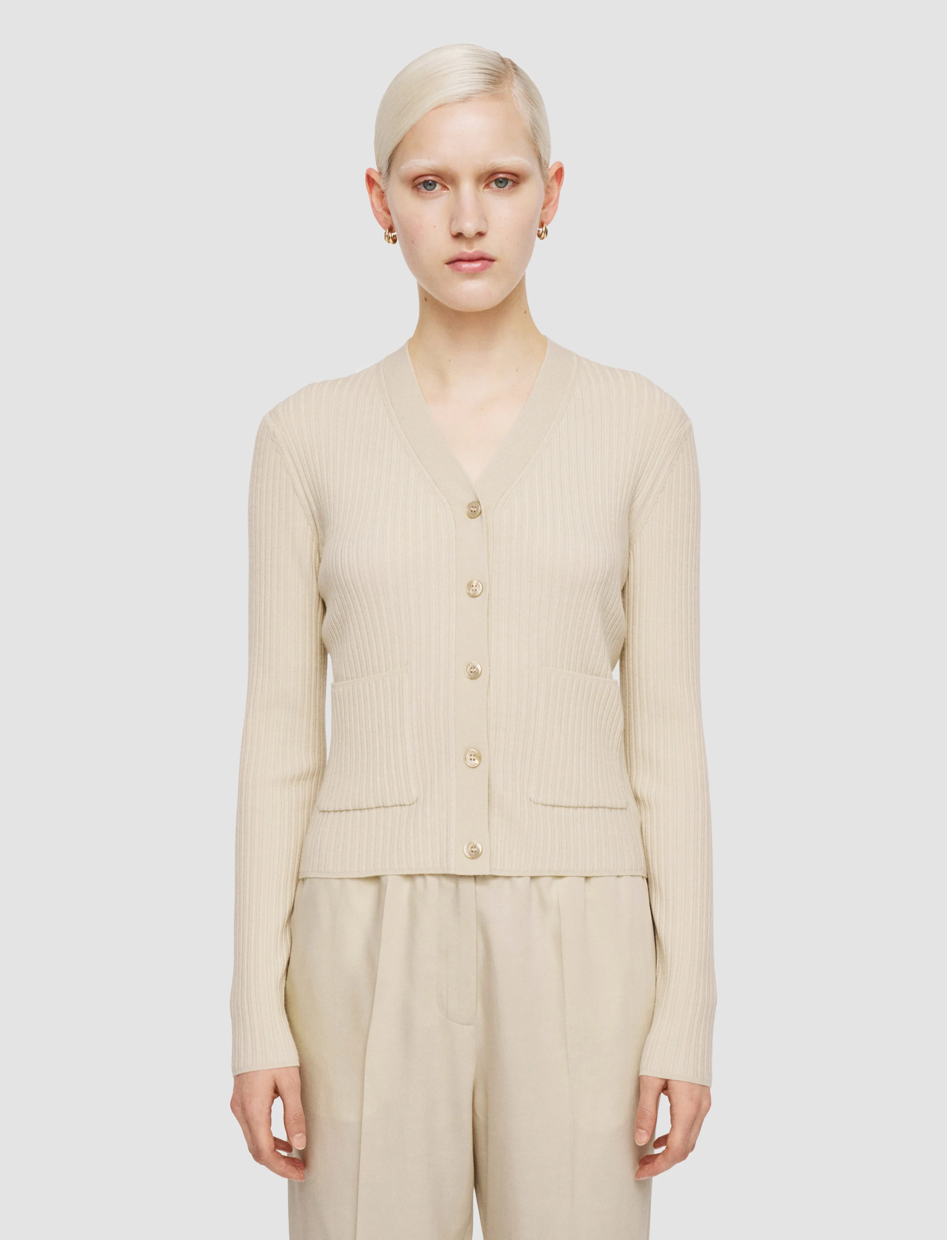 Fine Merino Rib Cardigan Urban Trendy