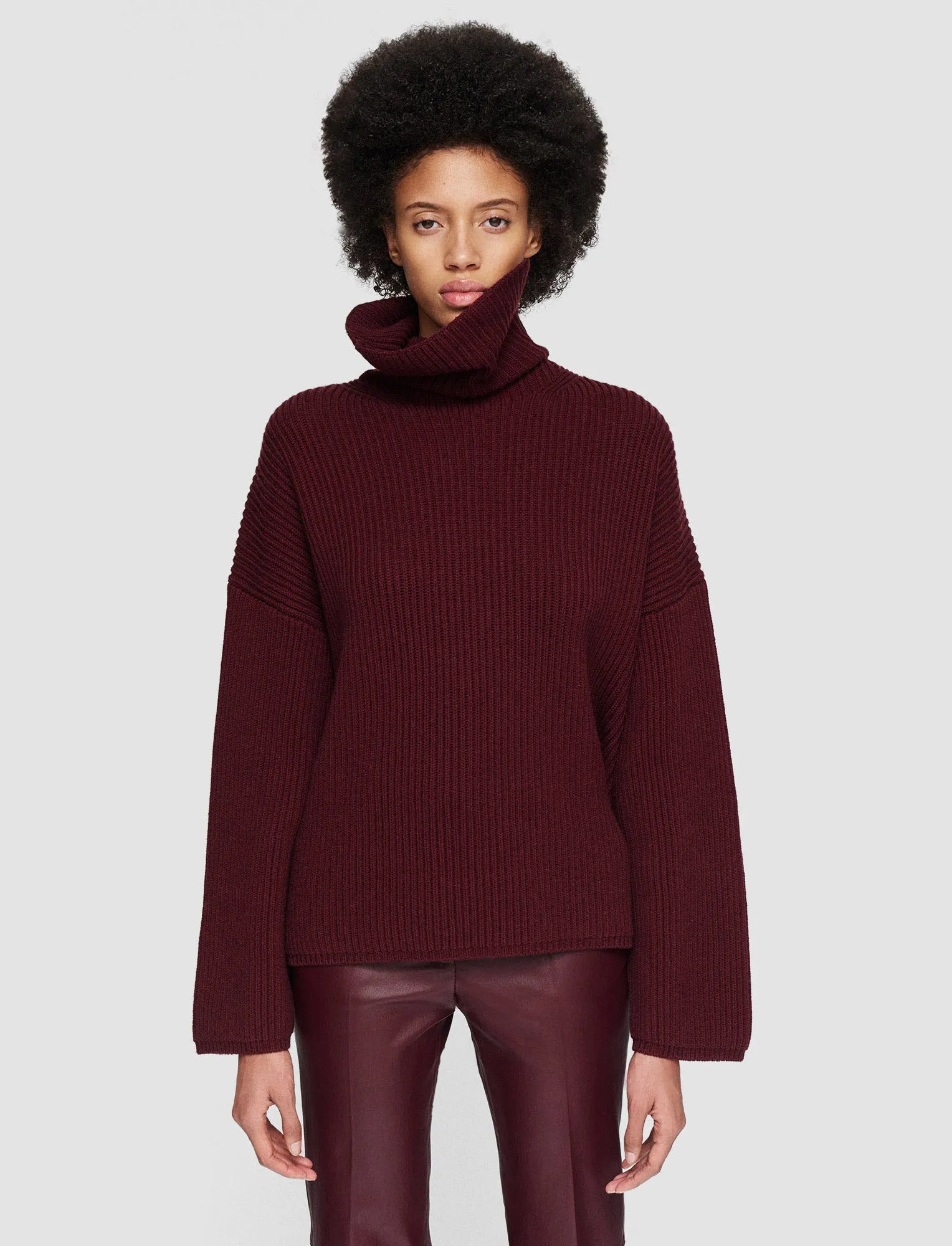 MicrofiberBlend Texture Light Cardigan Stitch High Neck Jumper