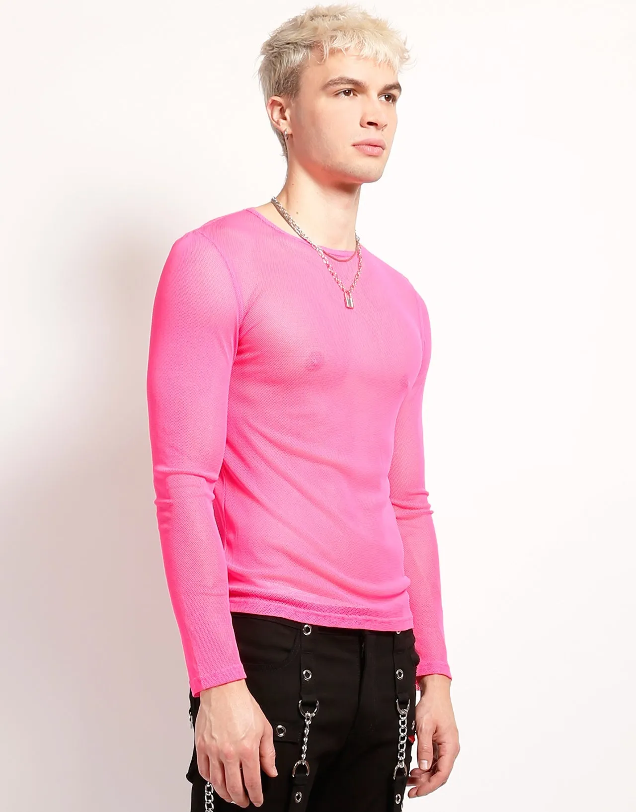 Petal Sleeve Architecture MENS LONG SLEEVE FISHNET PINK