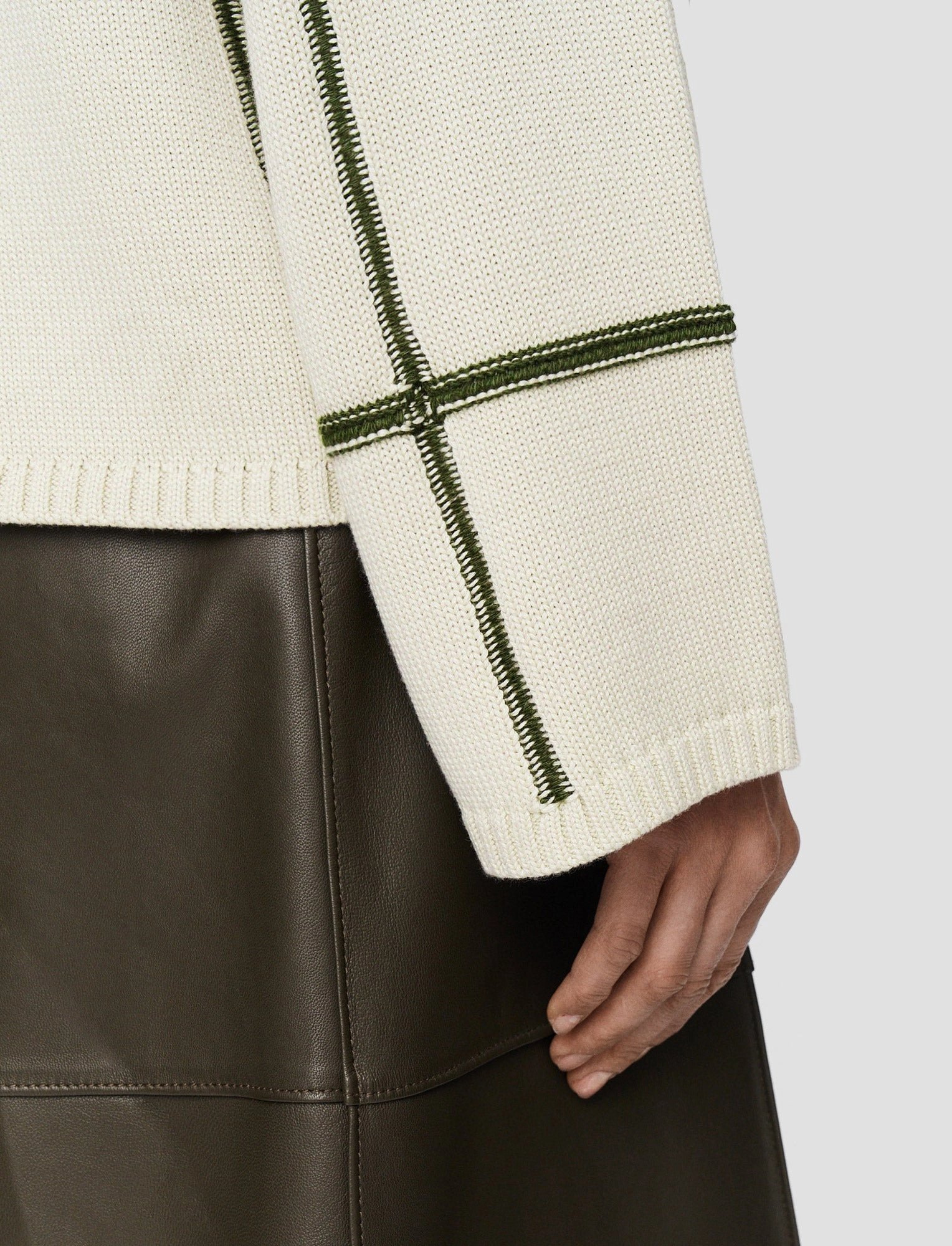 Grid Cotton Silk Crew Neck Jumper Touch Of Soft