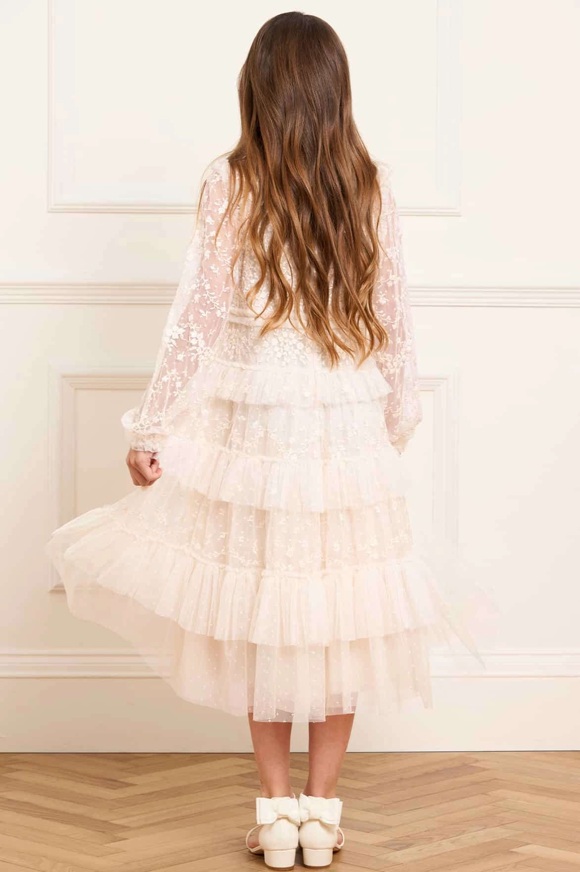 Blossom Lace Kids Dress Trendy Shirt Adjustable Cuffs