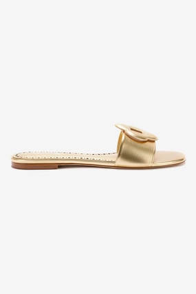 Lightweight Form Rainy Day Flora Flat Mule In Gold Metallic Leather