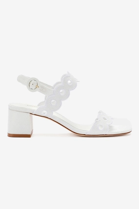 Florence Broderie Sandal In White Raffia Breathable City Adventure Wide fit