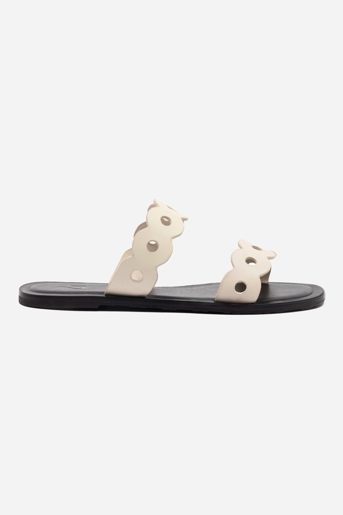 Florence Flat Mule In Ivory Leather Abrasion Resistant Toe