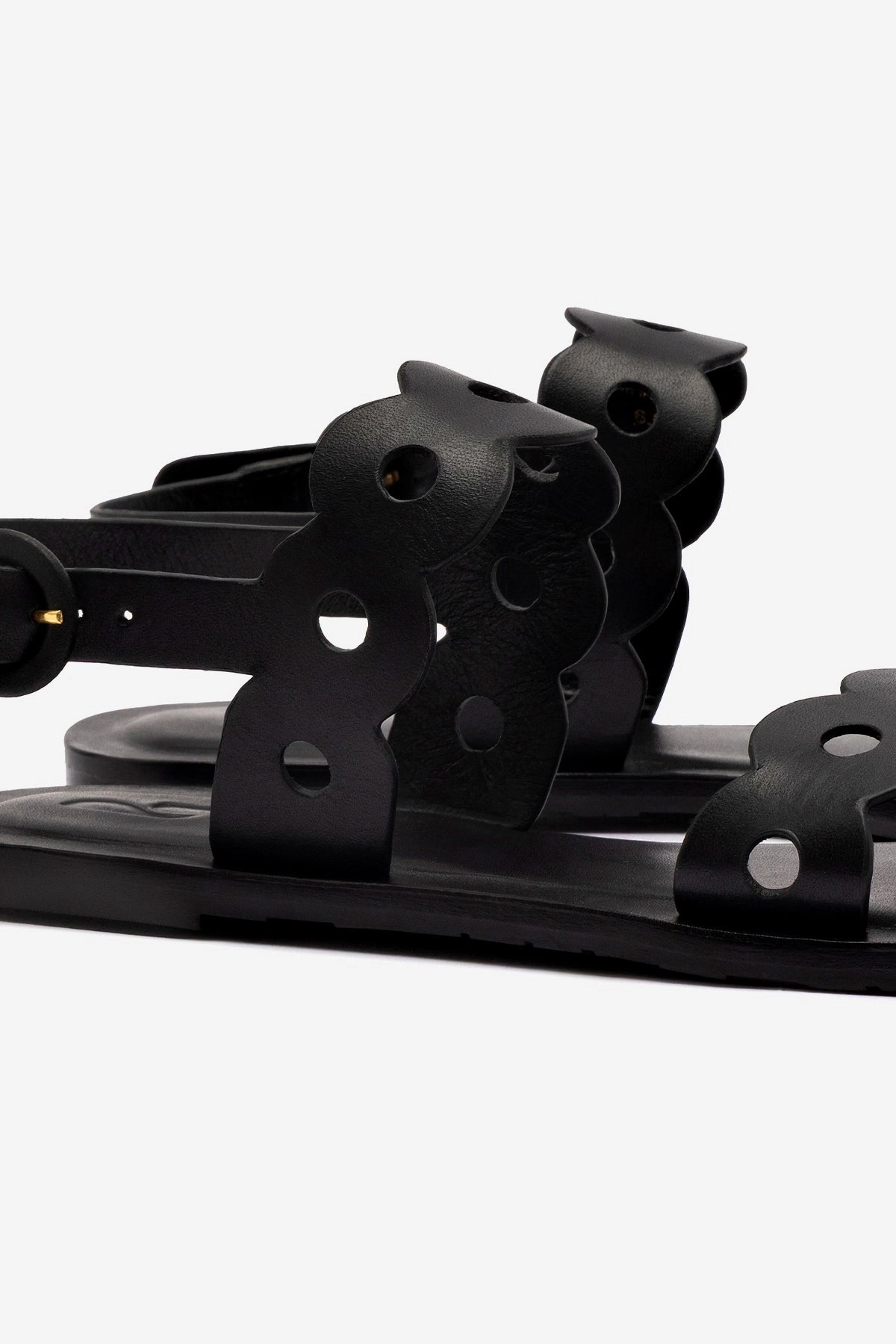 Ventilation Ports Rock Path Florence Flat Sandal In Black Leather