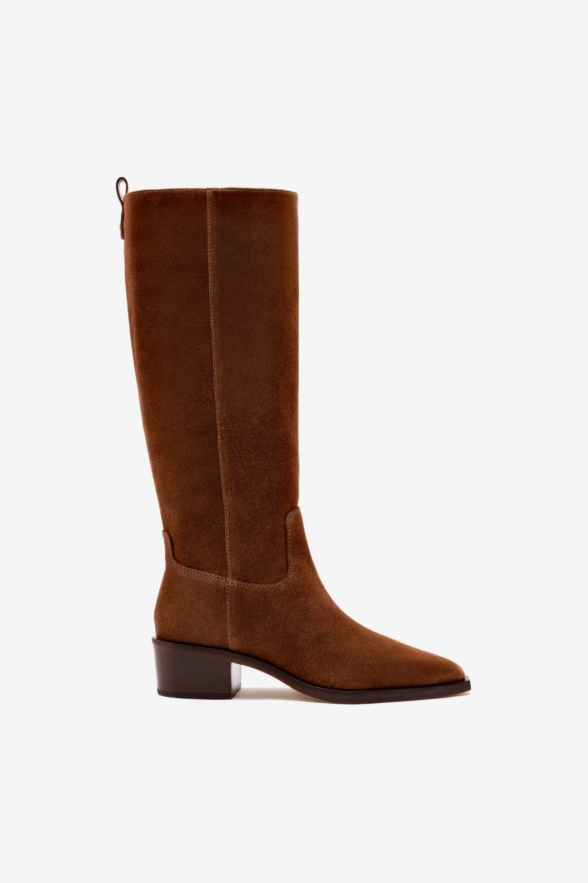 Elastic Cliff Edge Florencia Boot In Burnt Umber Suede