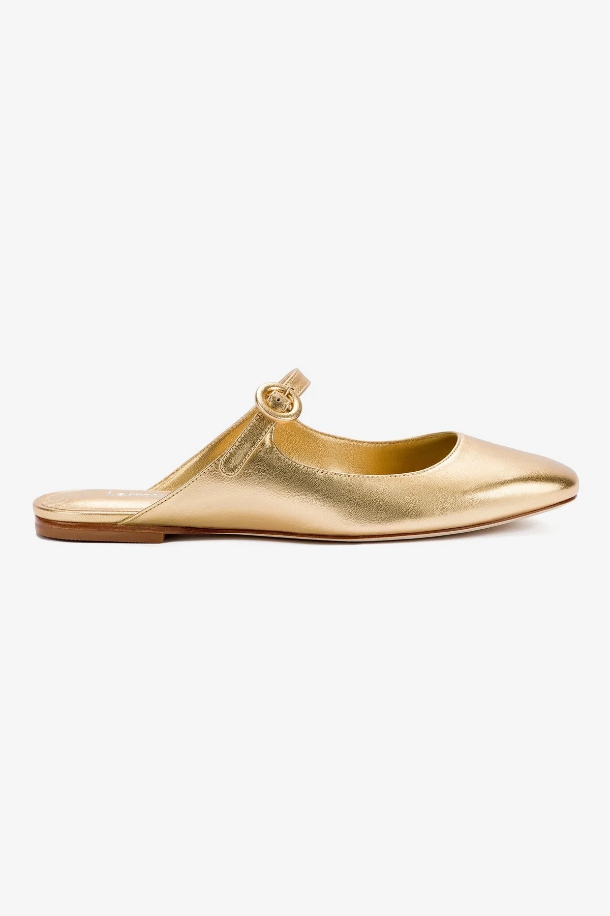 Blair Flat Mule In Gold Metallic Leather Non Weighted Movement