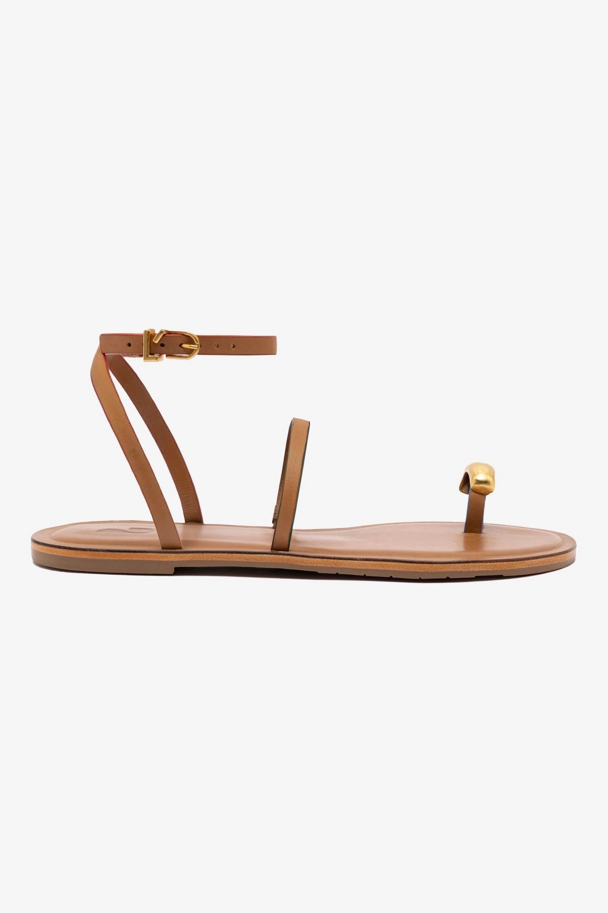 Easy Flow Biarritz Flat Sandal In Light Caramel Leather