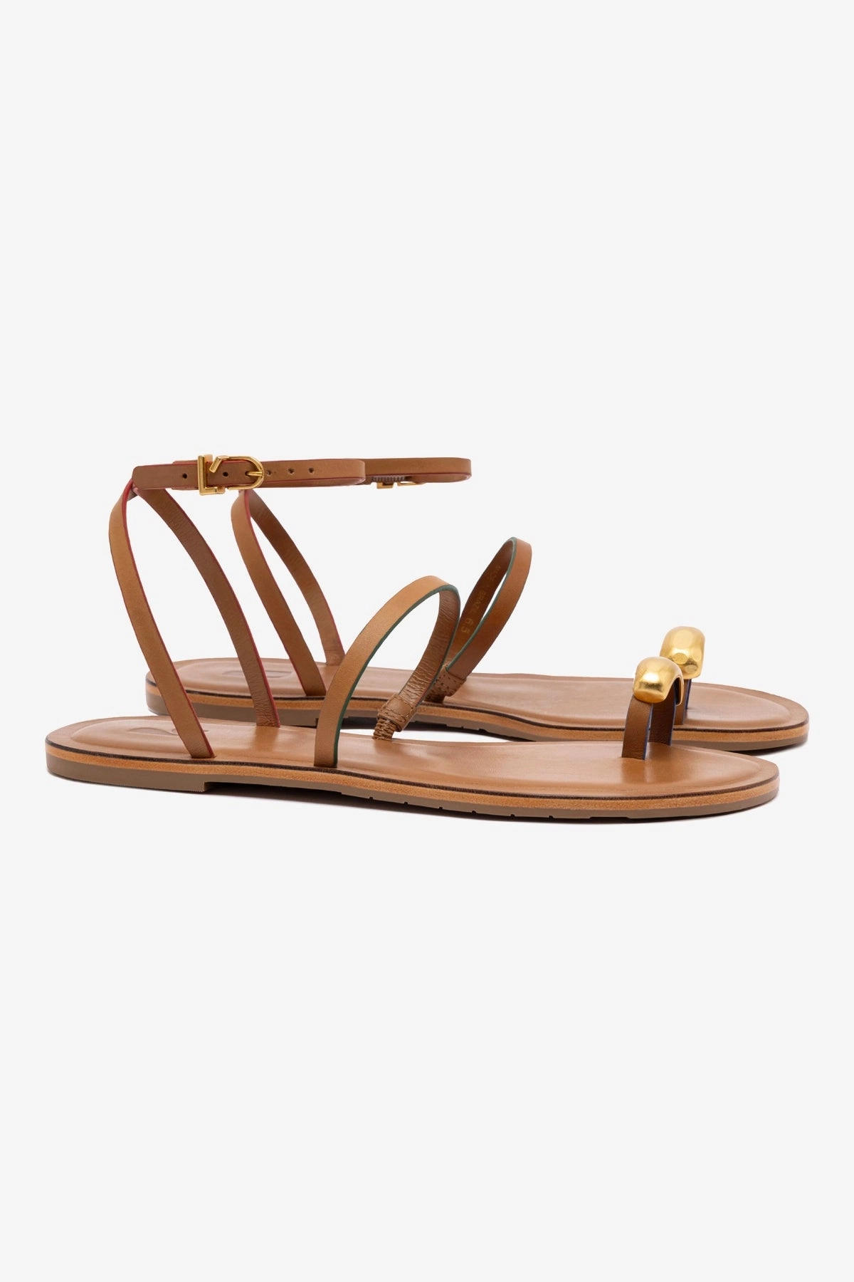 Grace Walk Biarritz Flat Sandal In Light Caramel Leather