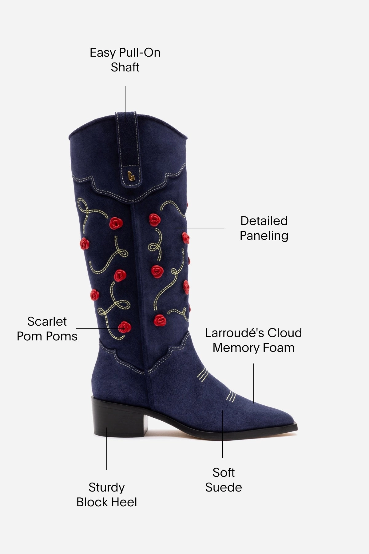 Paloma Boot In Navy Suede Rubber Sole
