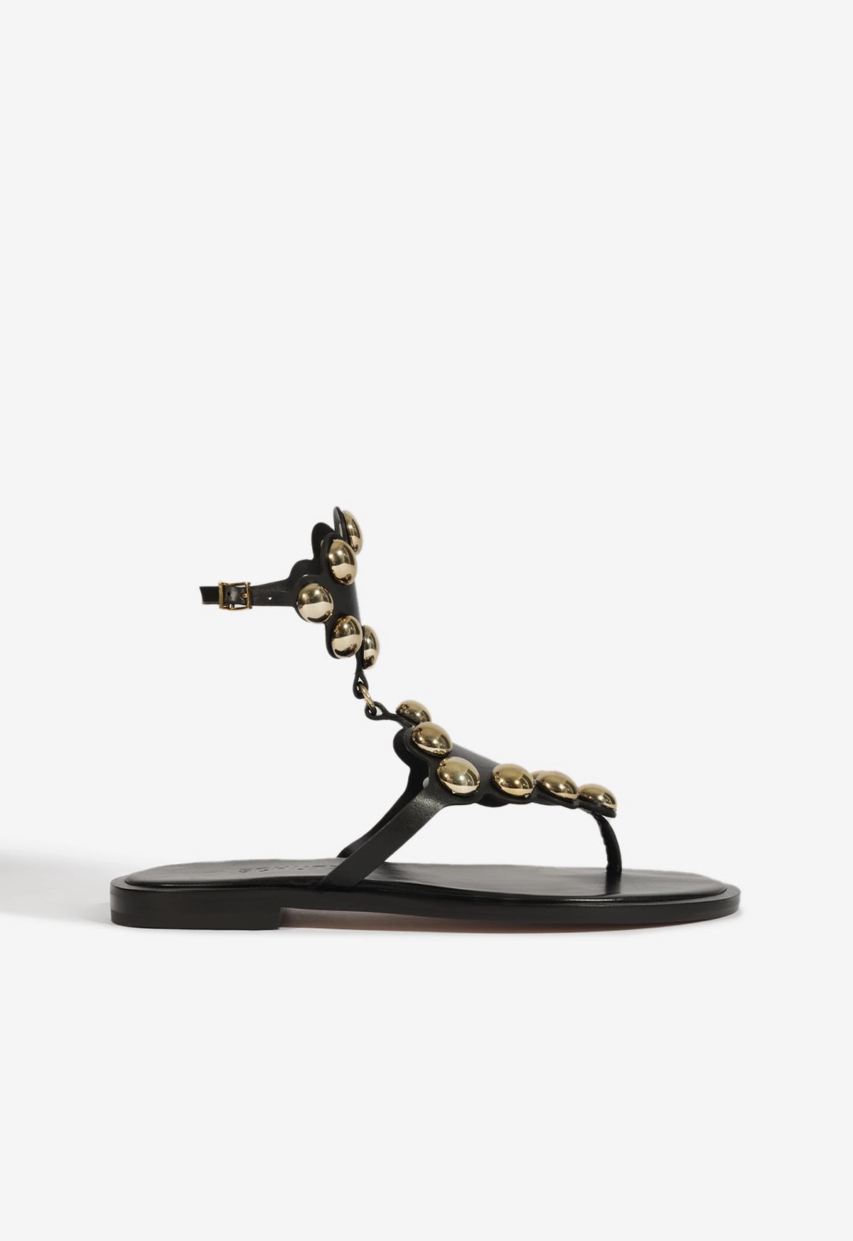 Lift Up Swift Path Mist Black Leather Flat Sandal