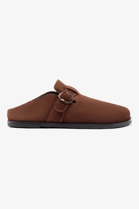 Arch support Toe box Milan Clog In Brown Suede
