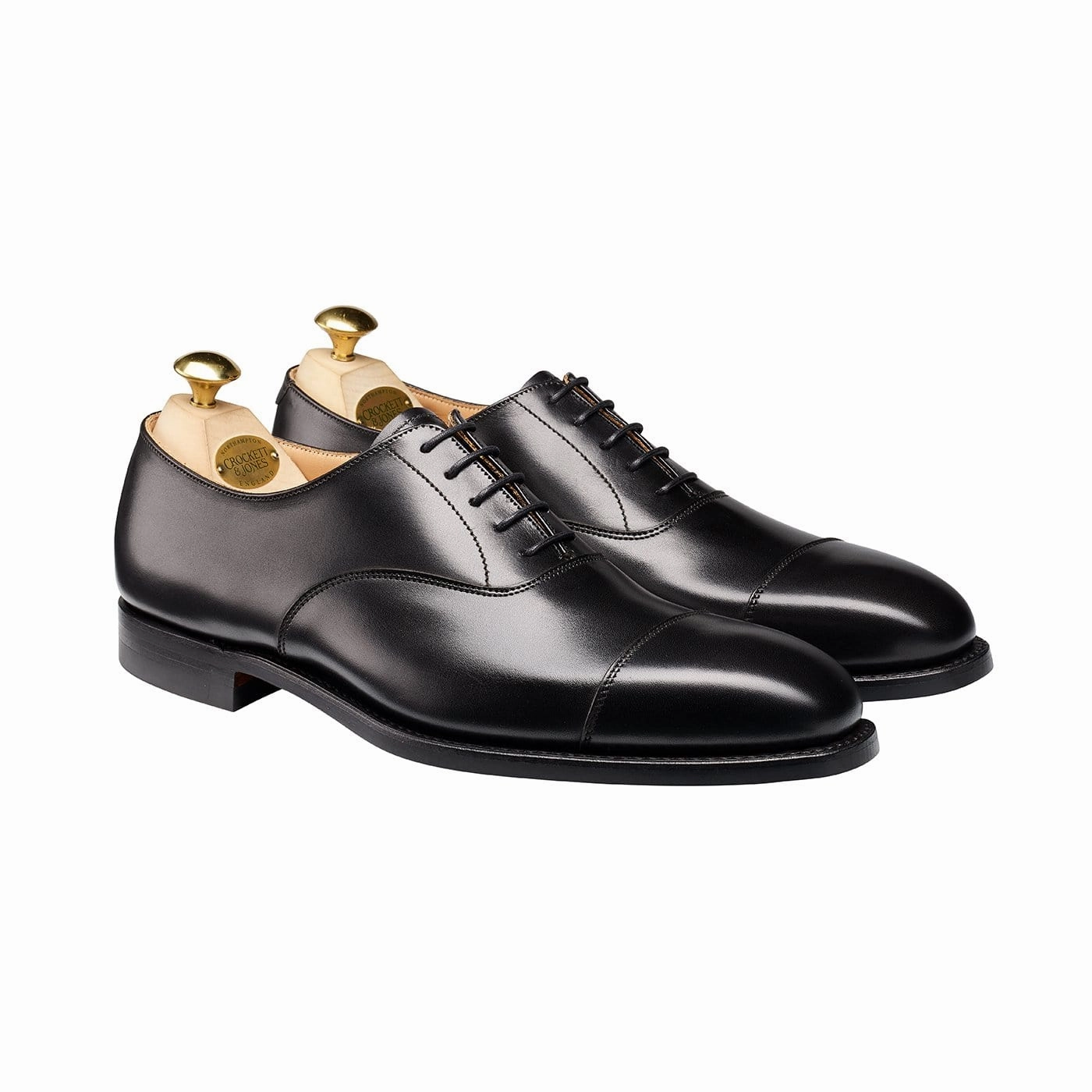 Slim Profile Business Travel Shiny Oxfords Hallam Black Calf (City Sole)
