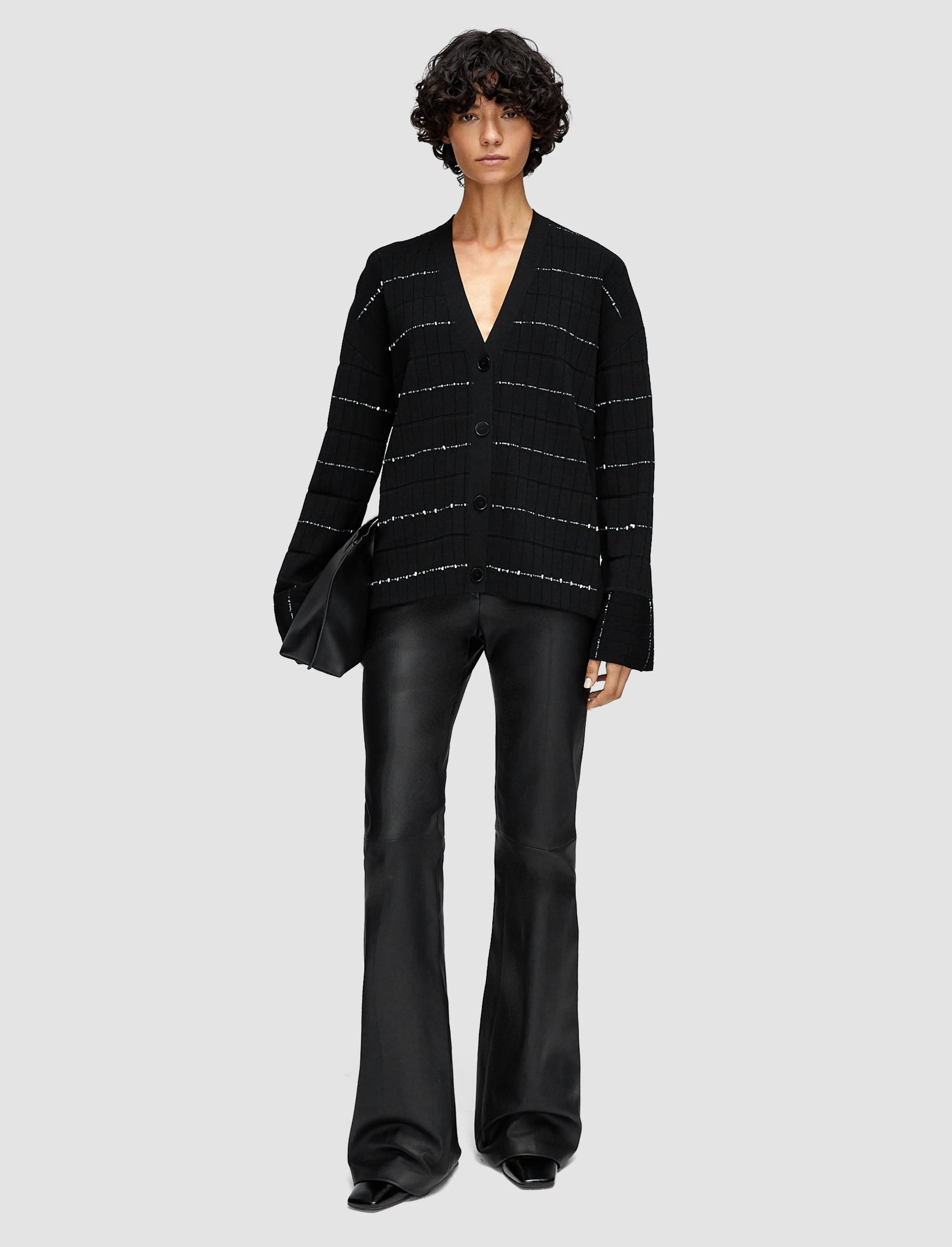 Evening Stroll Soft Microfiber Surface Fragmented Stripes Cardigan