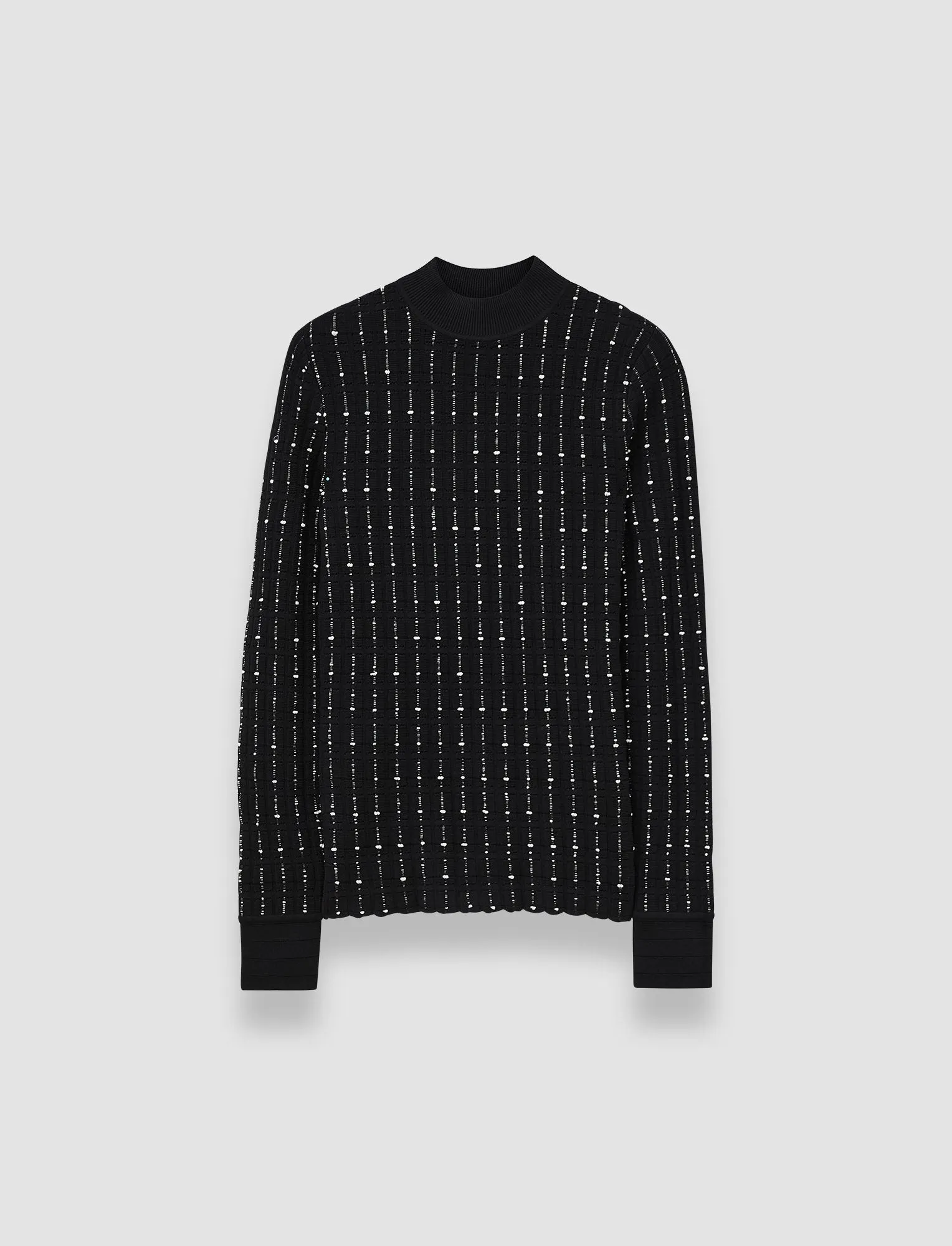 Fragmented Stripes Mock Neck Top Brushed Inner Layer