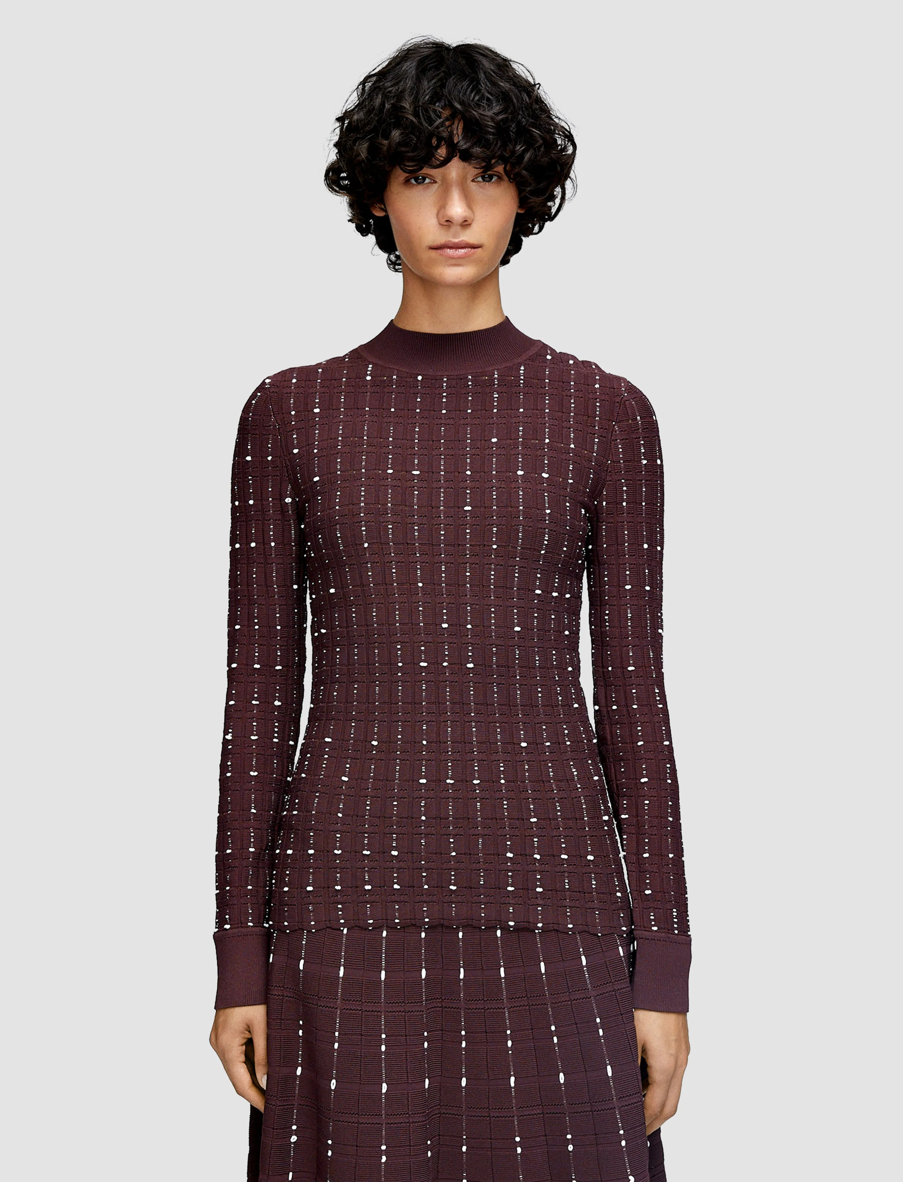 Cold Daywear Fragmented Stripes Mock Neck Top