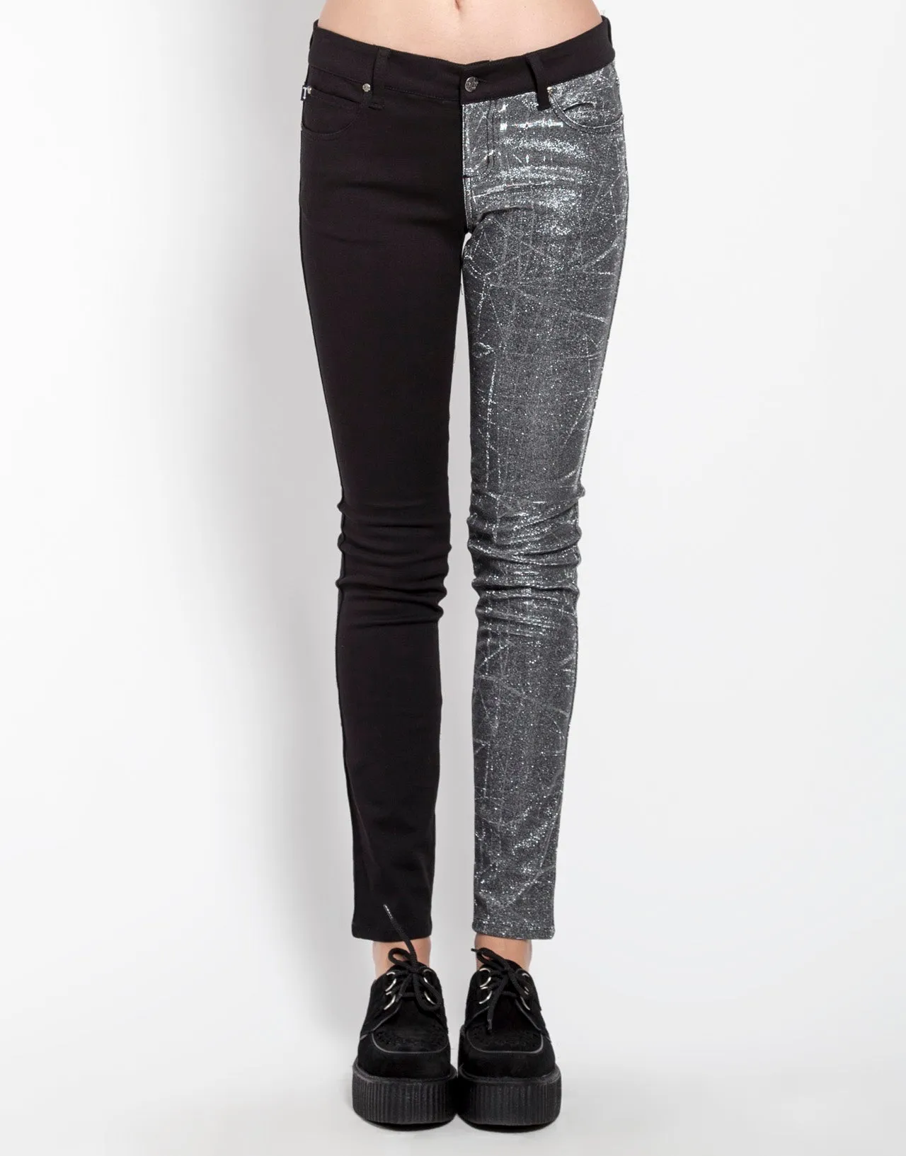 SPLIT SHINE JEAN SILVER Moisture Wicking Fabric