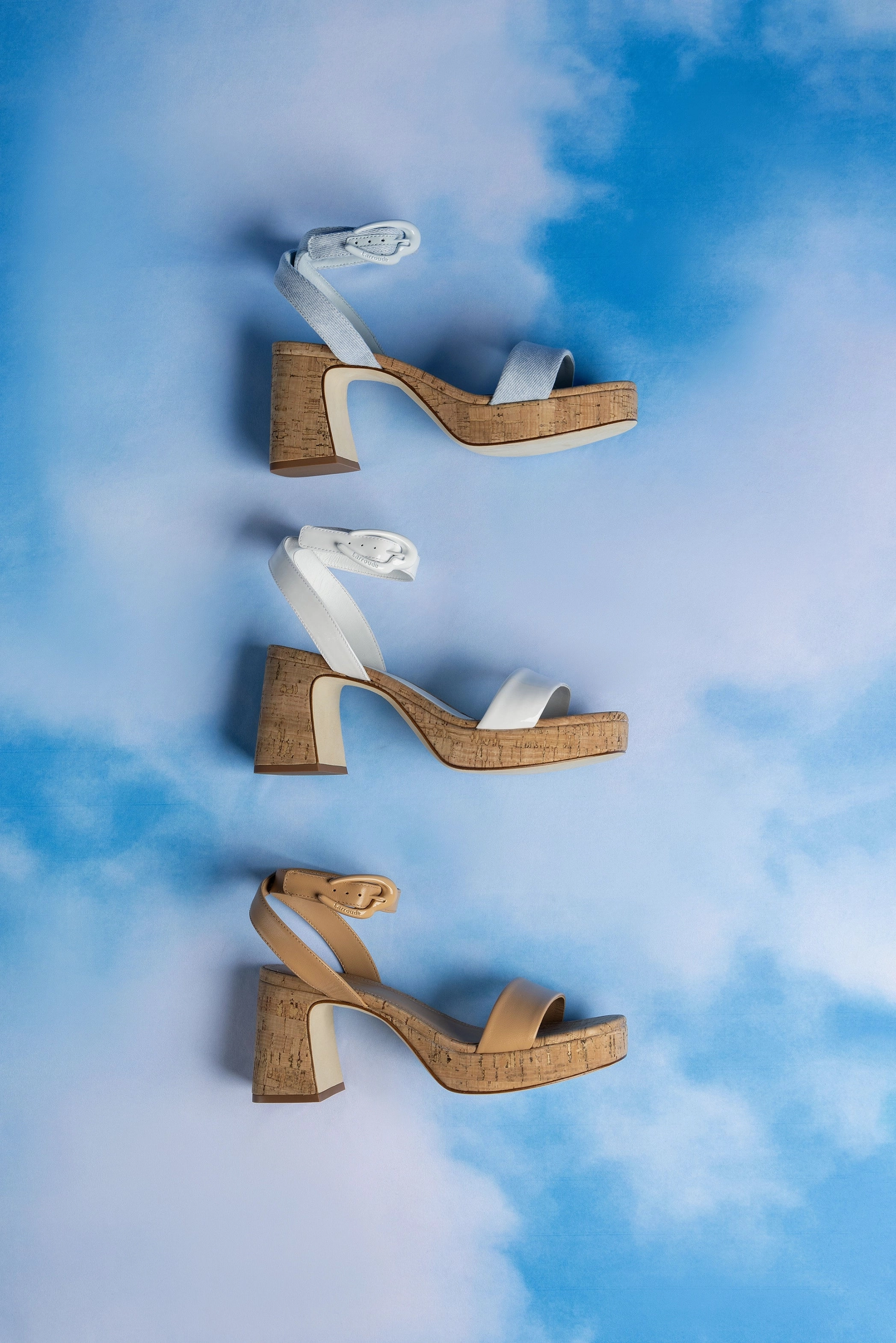 Dolly Verona Low Sandal In Maya Denim and Natural Cork Foot Glow