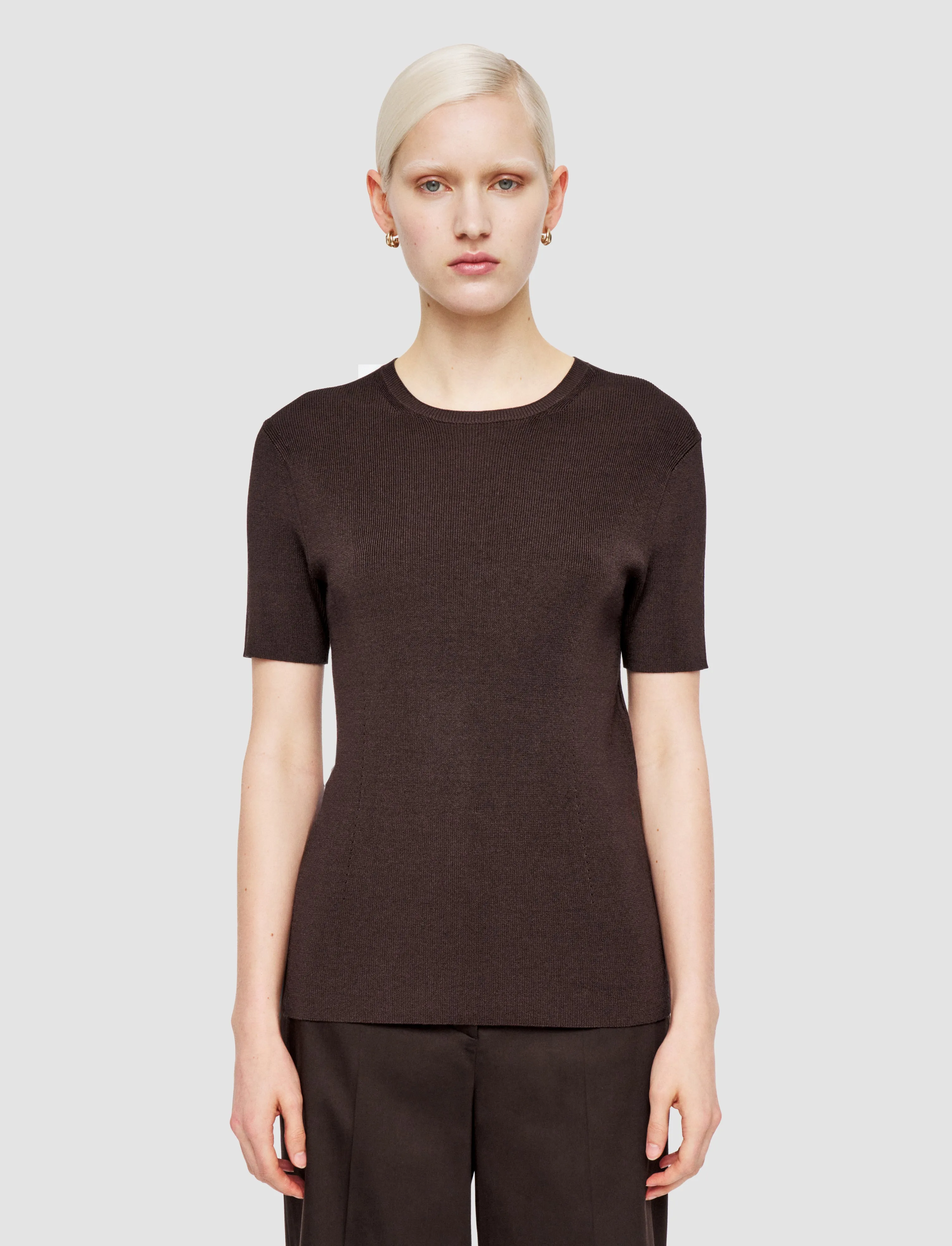 Mood Booster NonRestrictive Cut Satiny Rib Knit Top