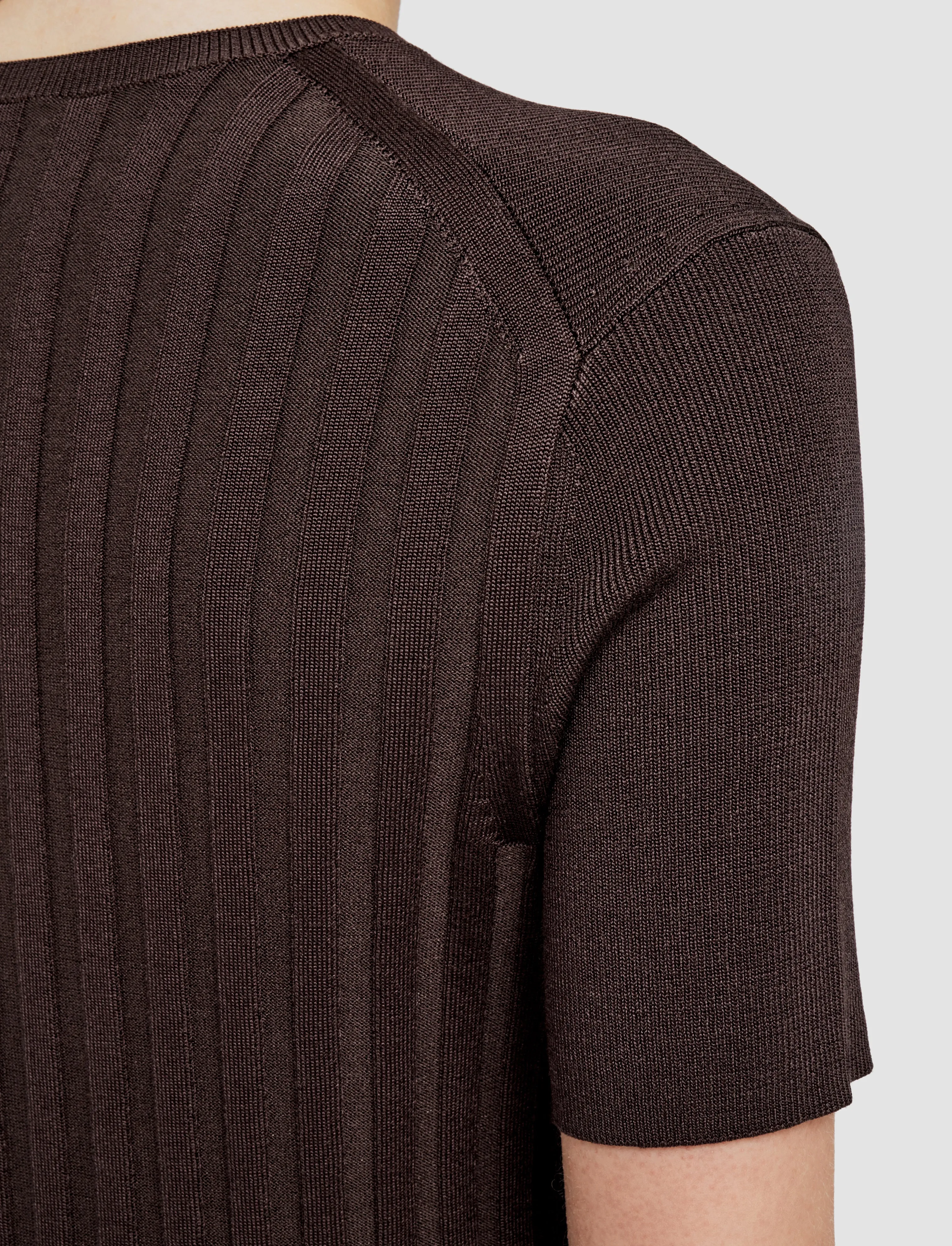 Satiny Rib Knit Top Minimal Warmth