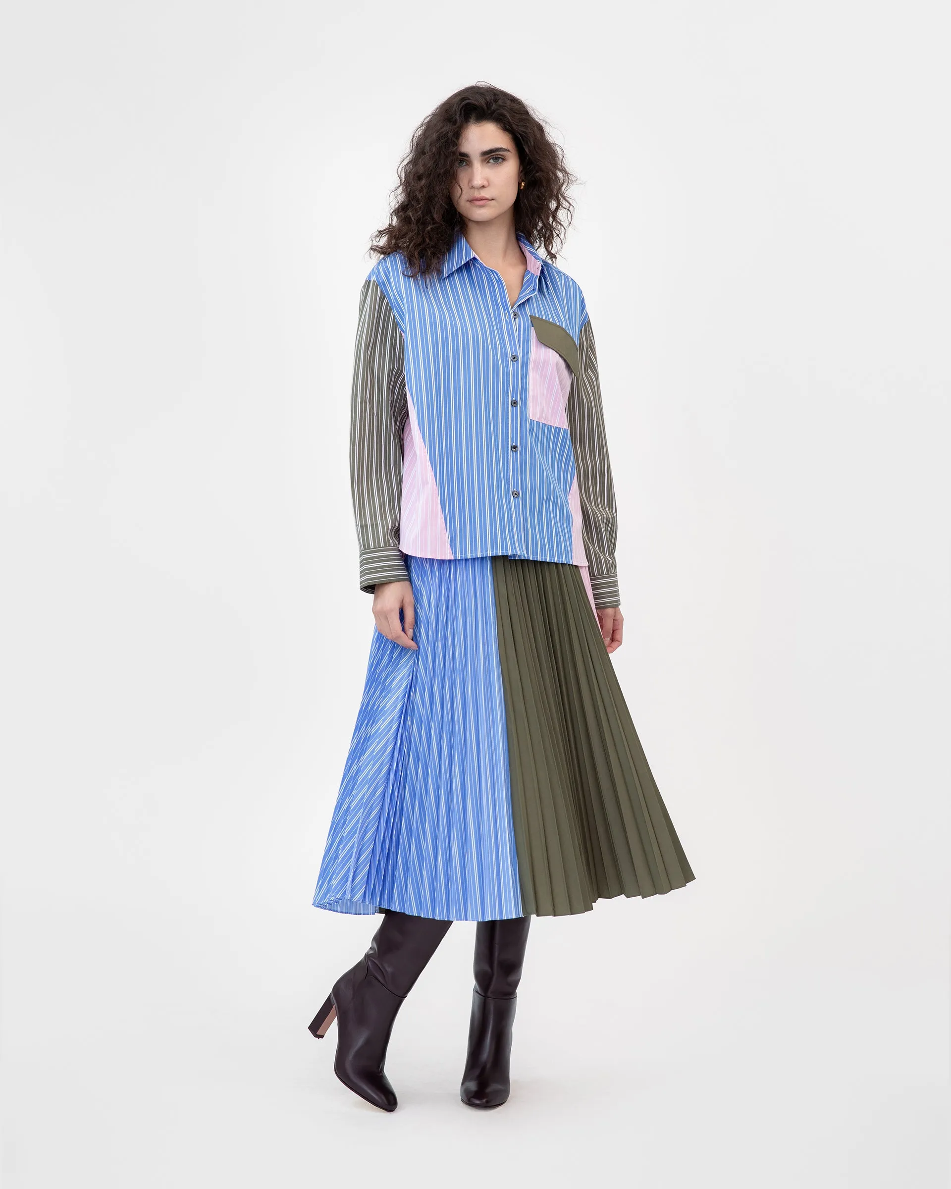 Topher Stripe Top Compact Jacquard Weave Tagless Neckline Design