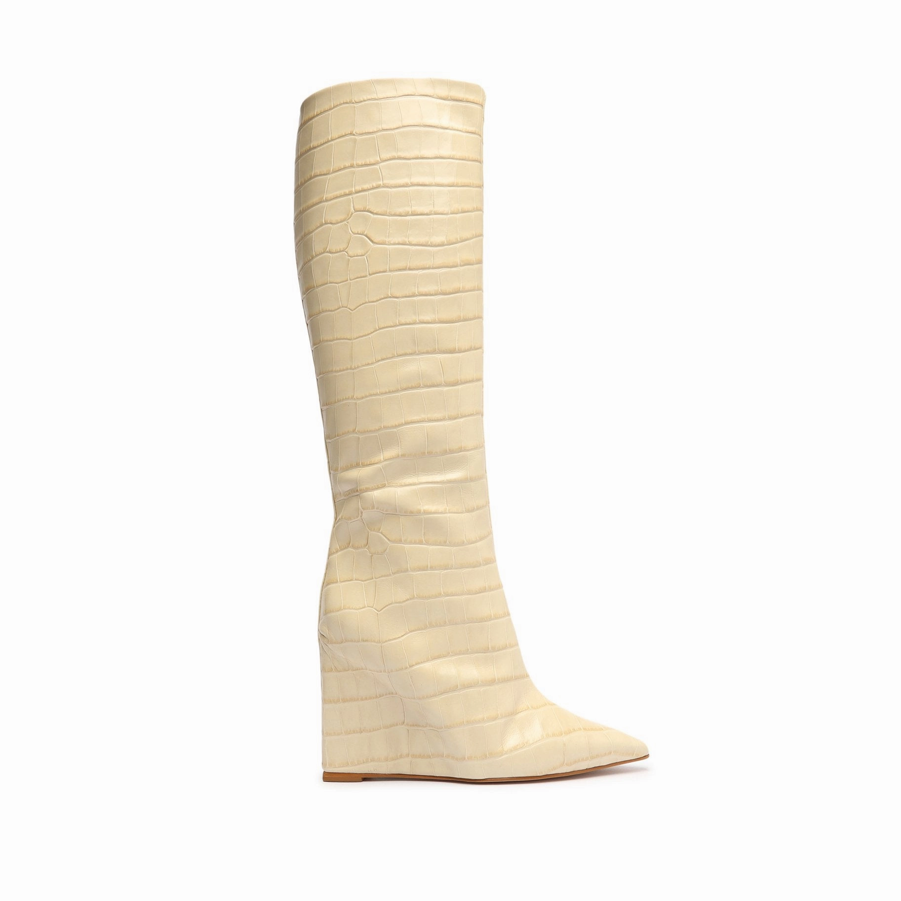 Asya Up Crocodile-Embossed Leather Boot Neutral Glow