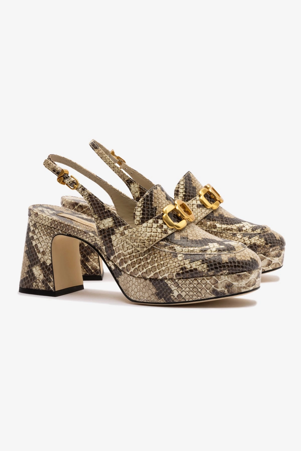 Slim Form Slip Resistant Harrington Loafer Low In Neutral Snake Leather