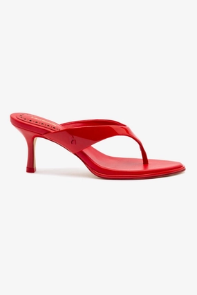 Gaia Sandal In Scarlet Leather Comfort Heel Anti Odor