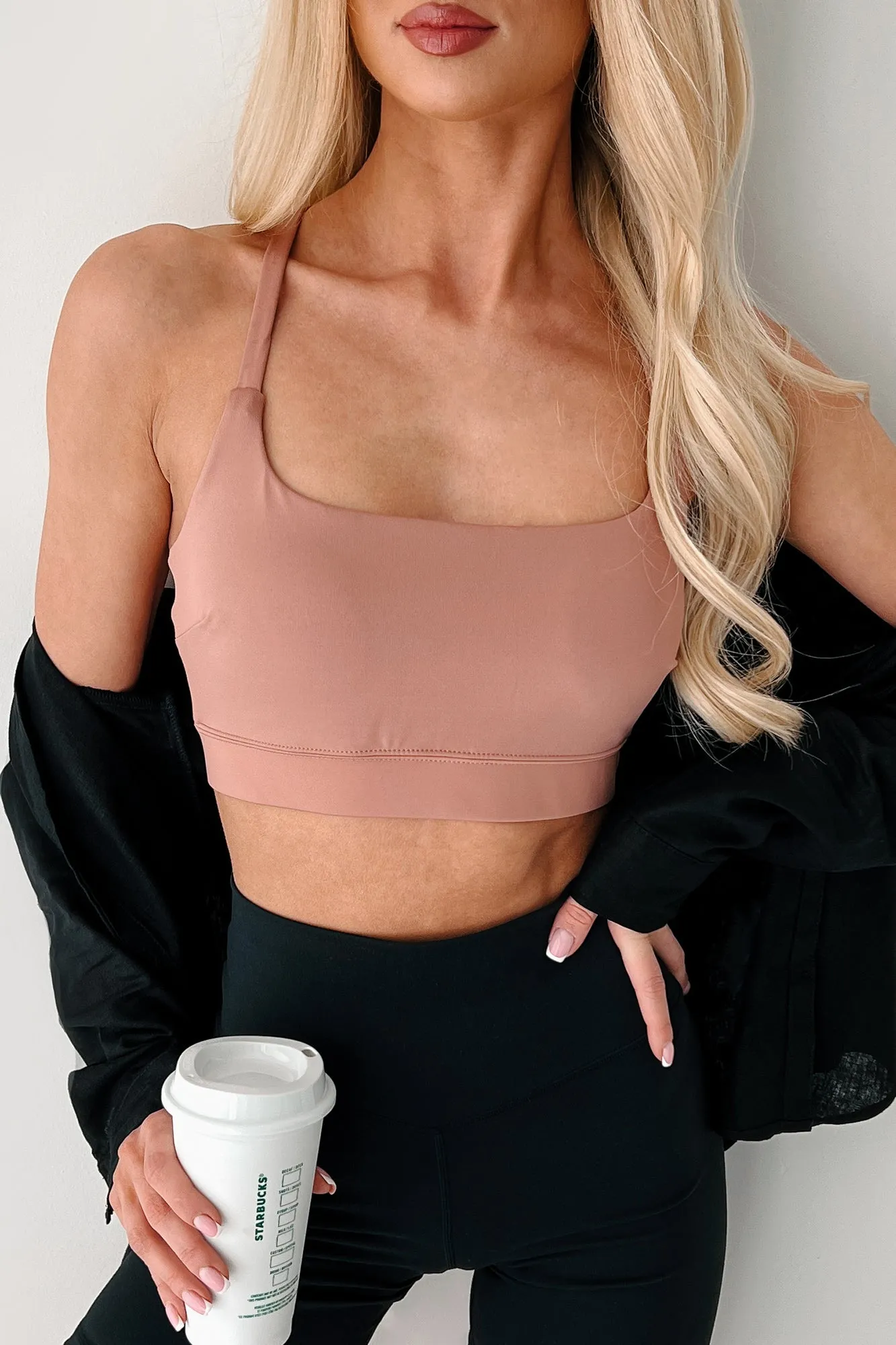 Game Face On Criss-Cross Activewear Top (Clay) Hypoallergenic Textile