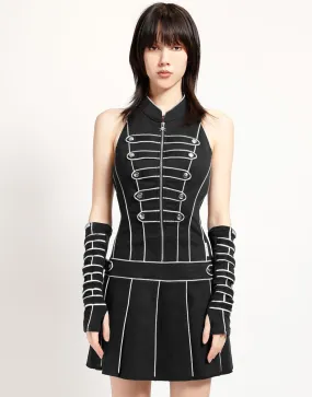 NoSlip Grip Placket Detailing BAND DRESS WHITE