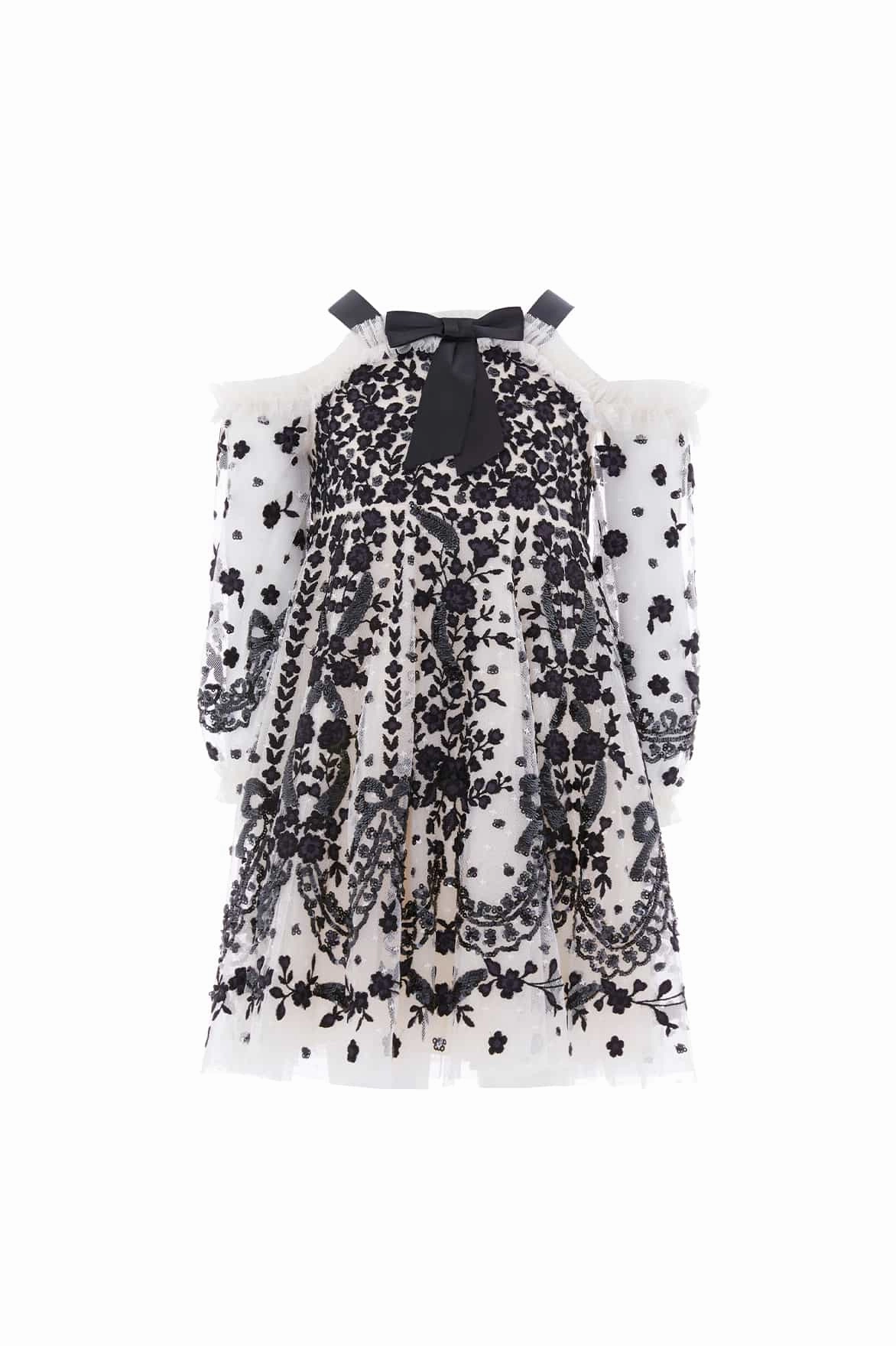 WaterRepellent Coating Adeline Off-Shoulder Kids Dress