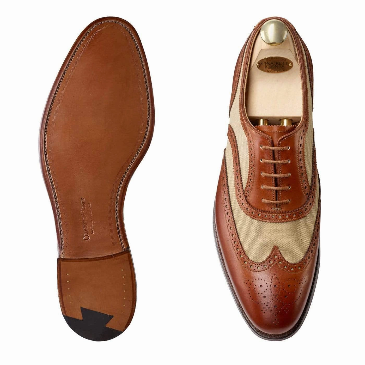 Gerrard 4 Mahogany Calf & Stone Canvas Breathable Feel Boardroom Wear Office Meeting Oxfords