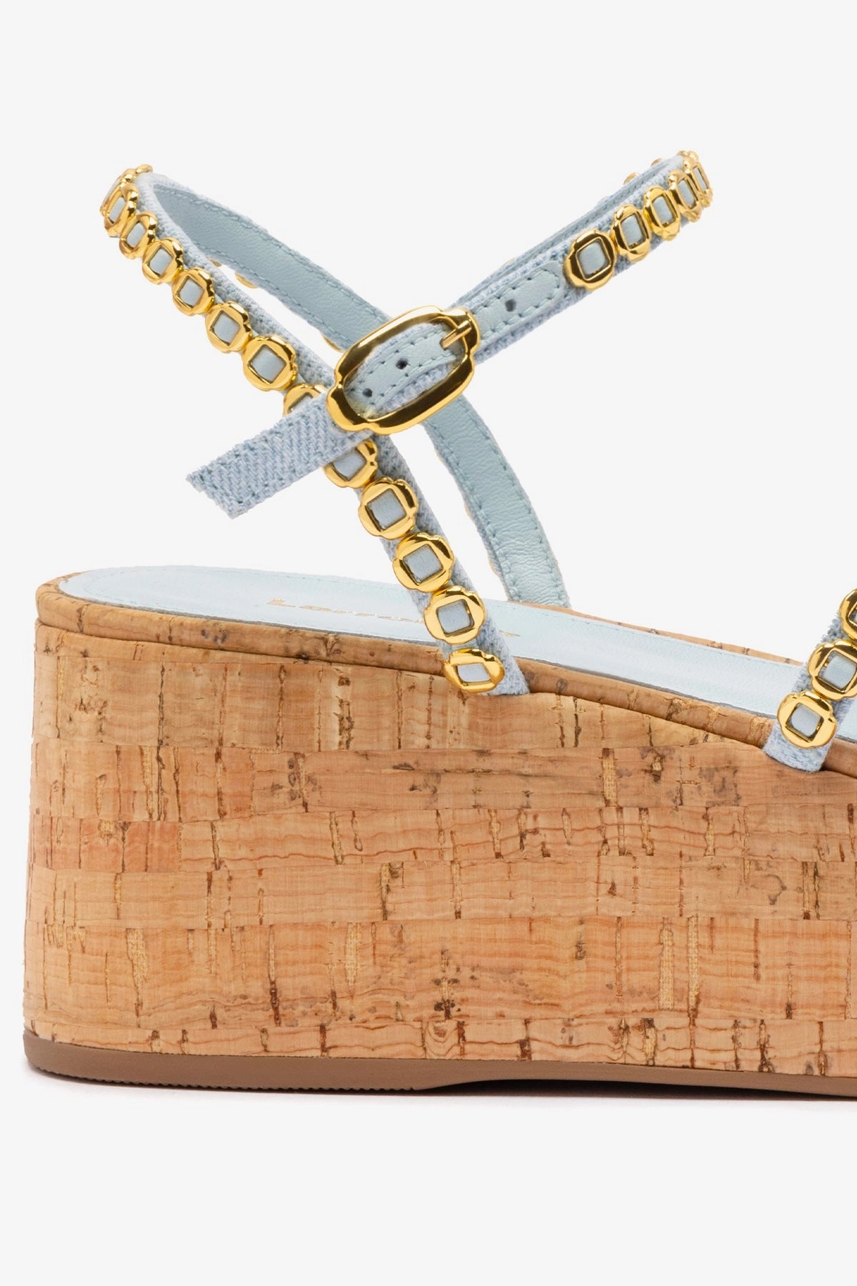 Gio Milanina Flatform In Maya Denim and Natural Cork Shock Resistant Any Path