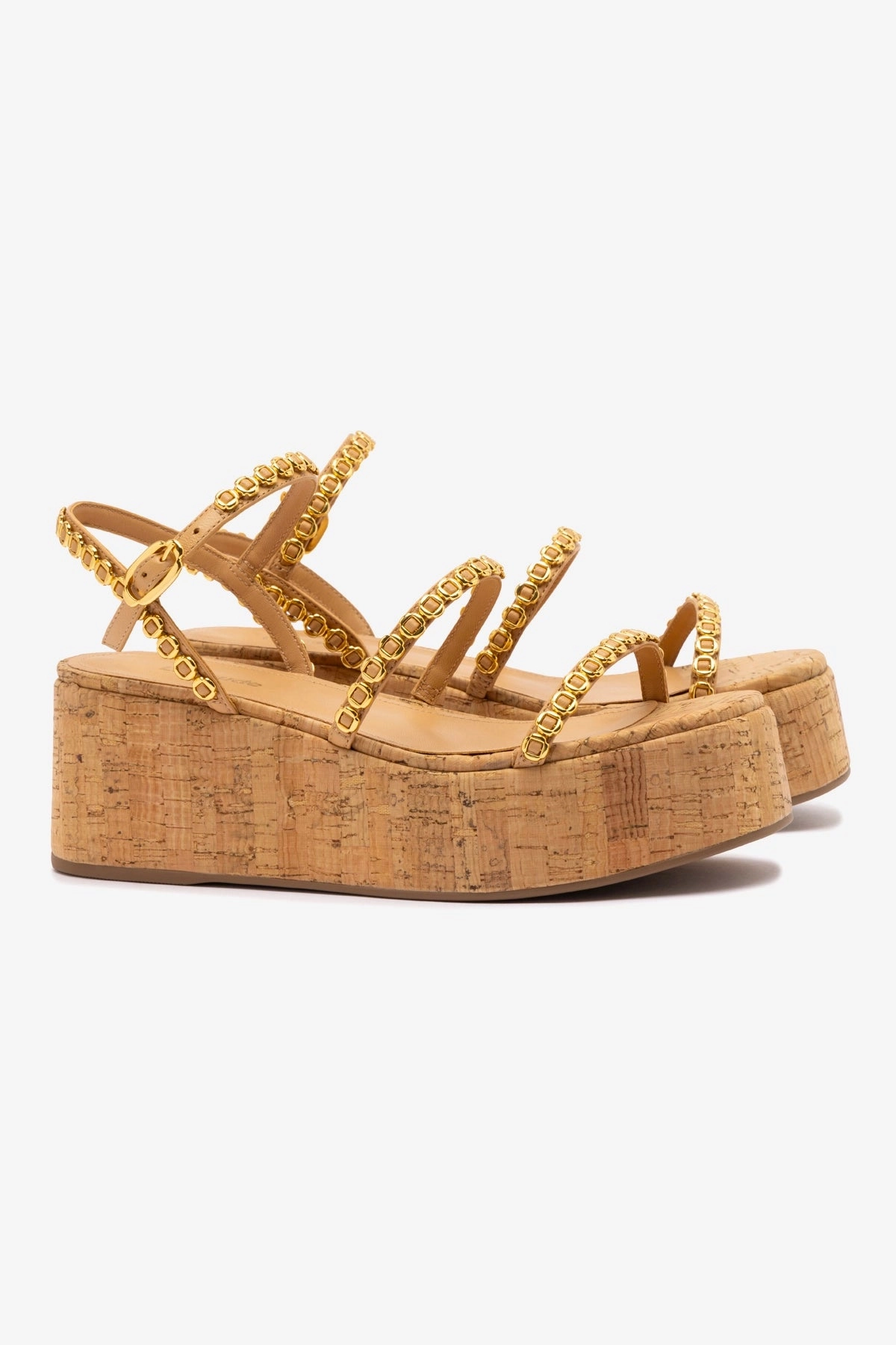 Spring Bloom Gio Milanina Flatform In Tan Leather and Natural Cork