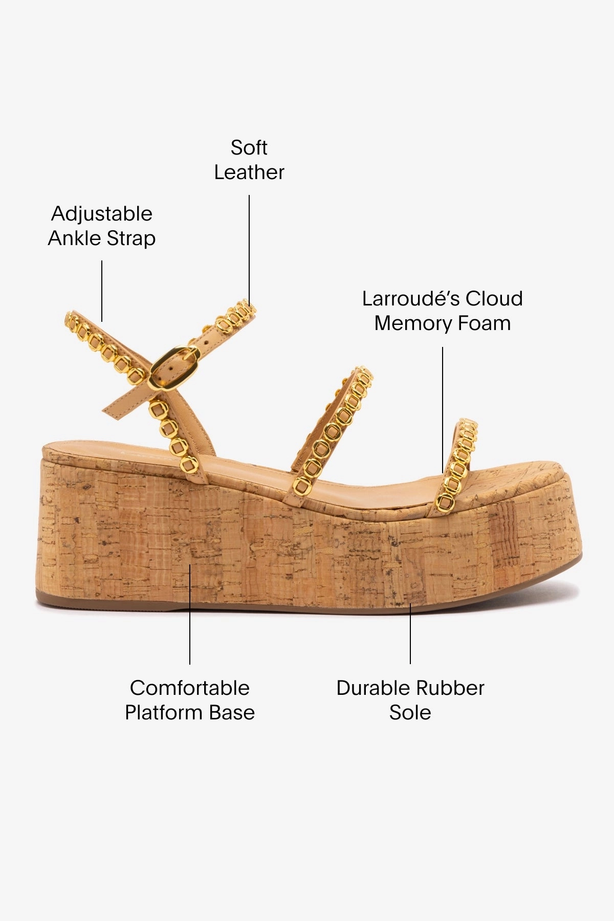 Responsive Cushion Tech Moisture wicking Gio Milanina Flatform In Tan Leather and Natural Cork