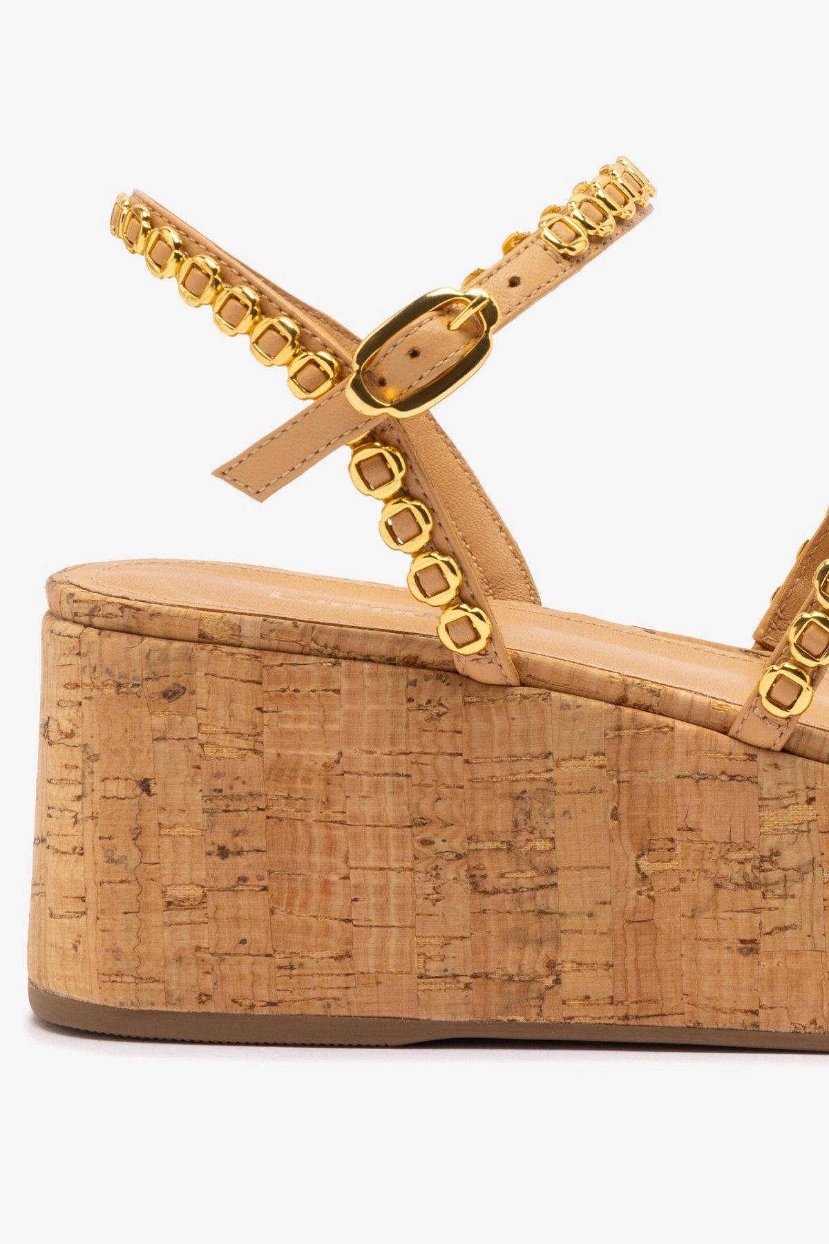 Posture aid Gio Milanina Flatform In Tan Leather and Natural Cork