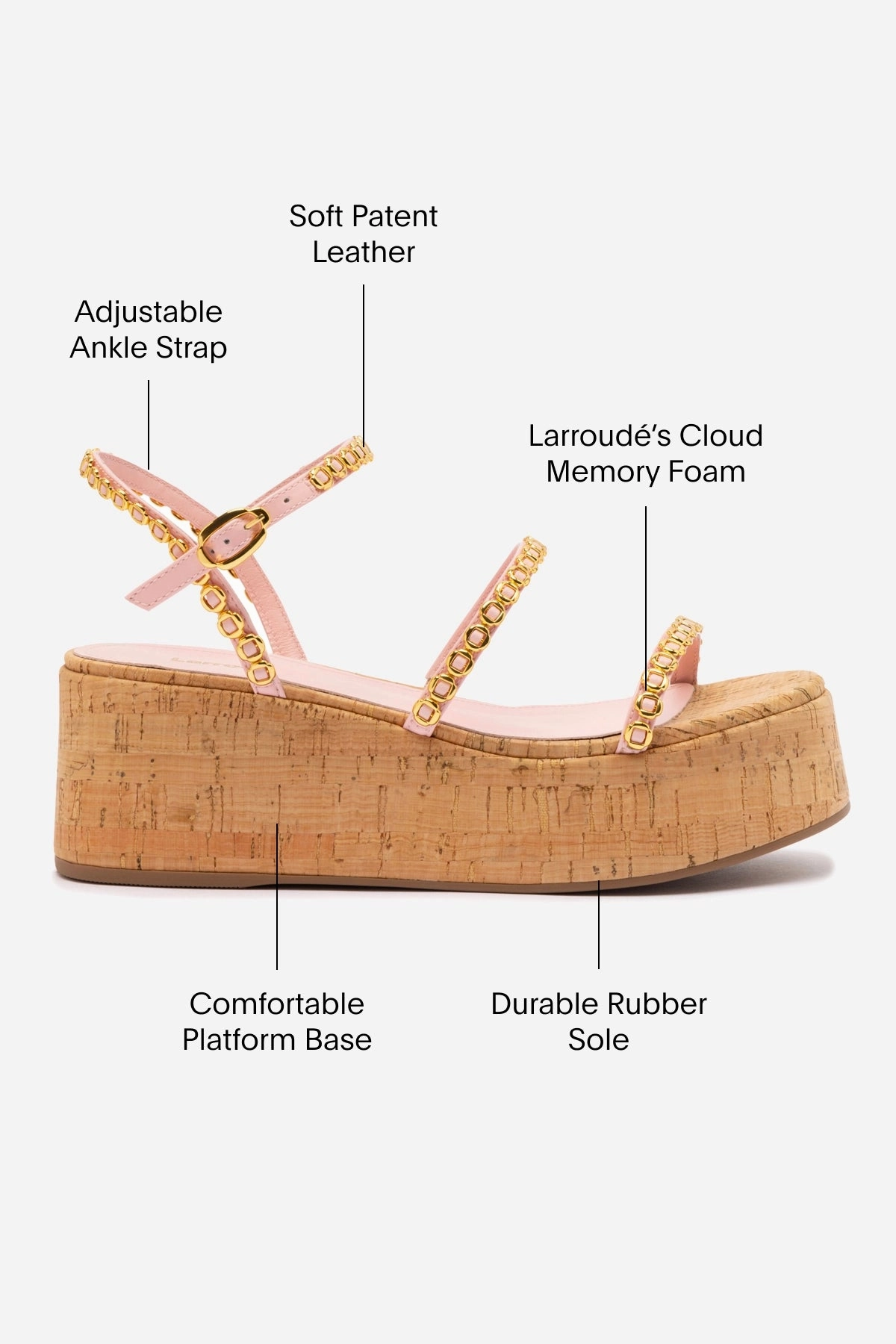 Street Edge Gio Milanina Flatform In Tulip Patent Leather and Natural Cork