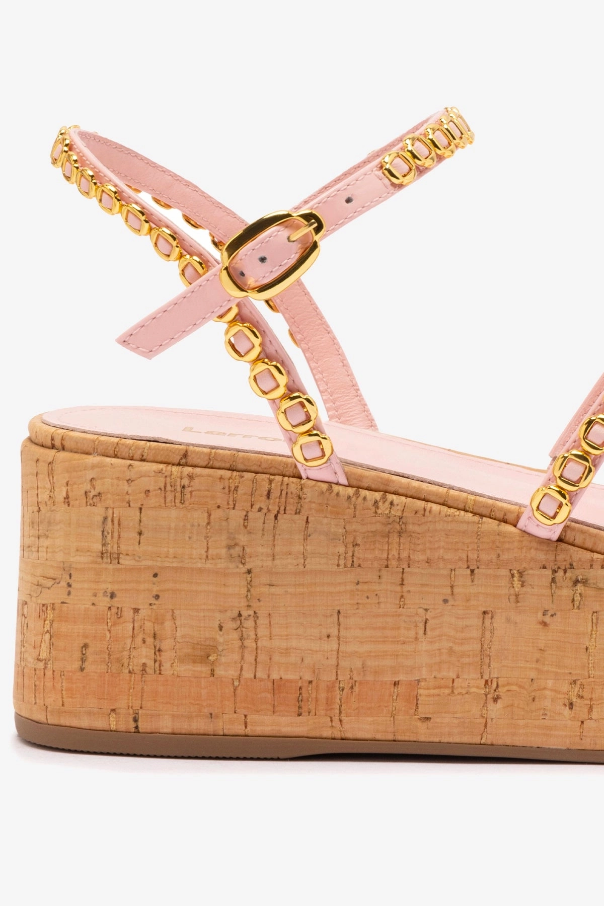 Gio Milanina Flatform In Tulip Patent Leather and Natural Cork Non Slip Standing Workers Microfiber Lining